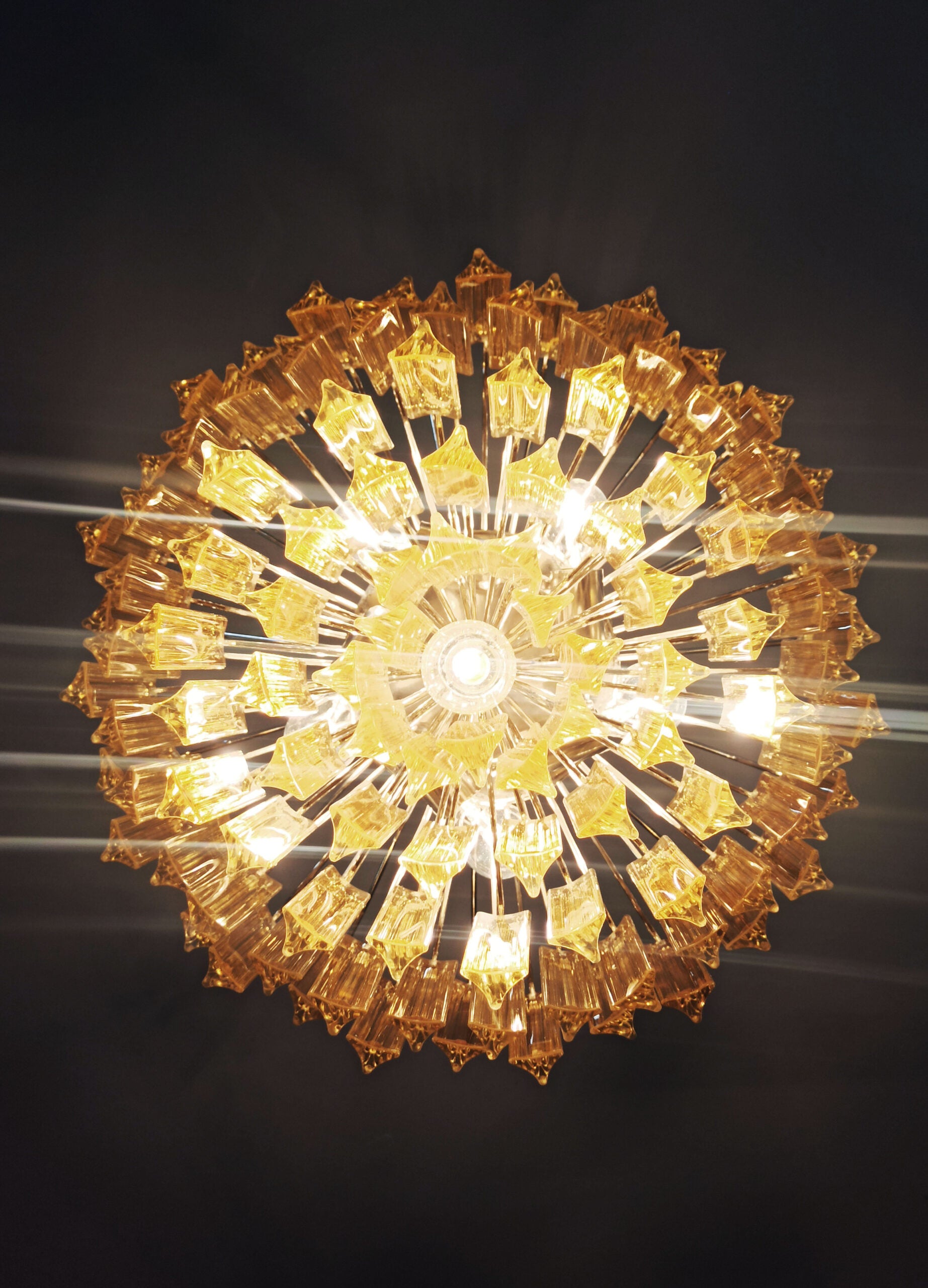 Murano Lysekrone – 107 Klare og Gule Prismeglass – detalj 5 – Murano Classics