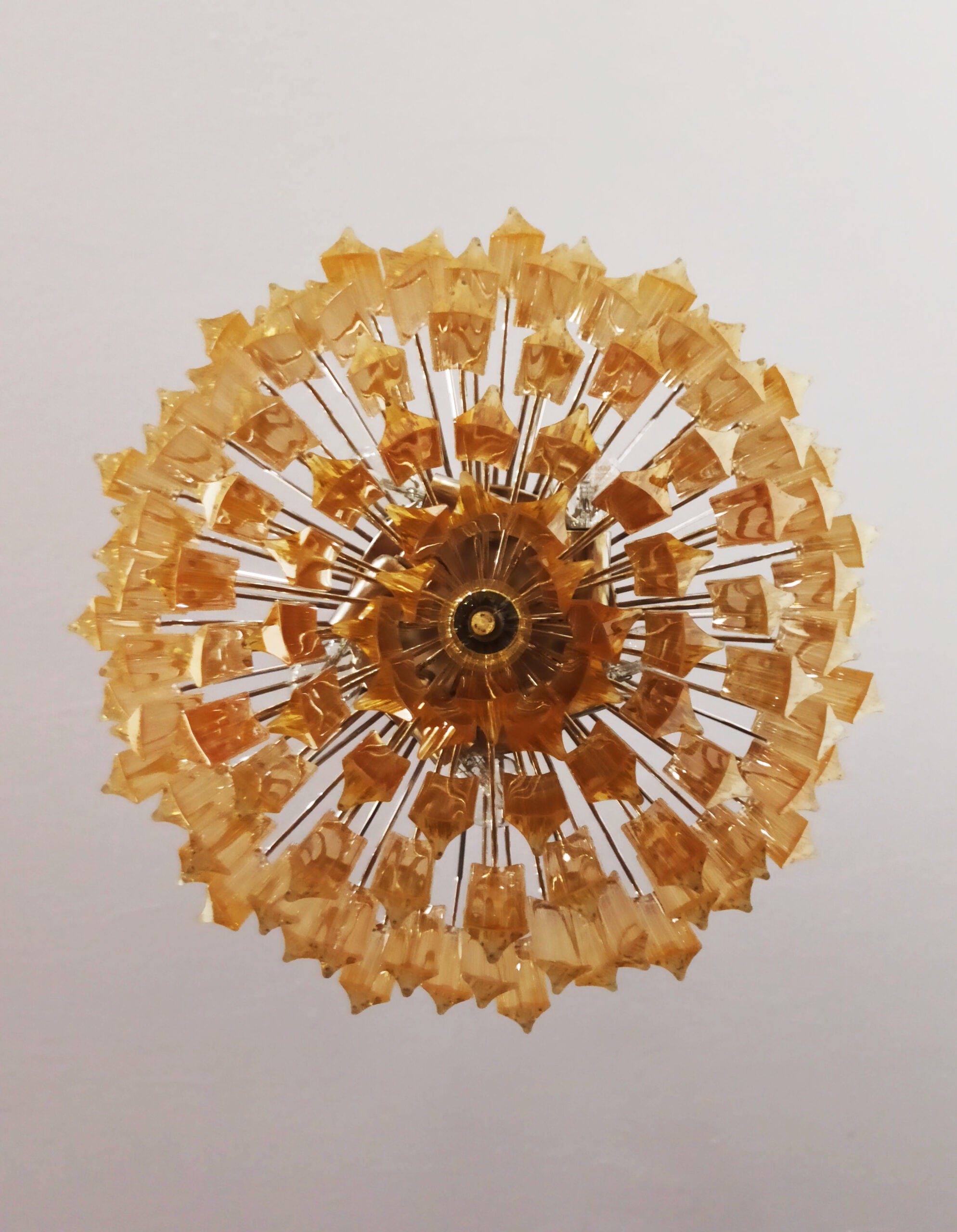 Murano Lysekrone – 107 Klare og Gule Prismeglass – detalj 1 – Murano Classics