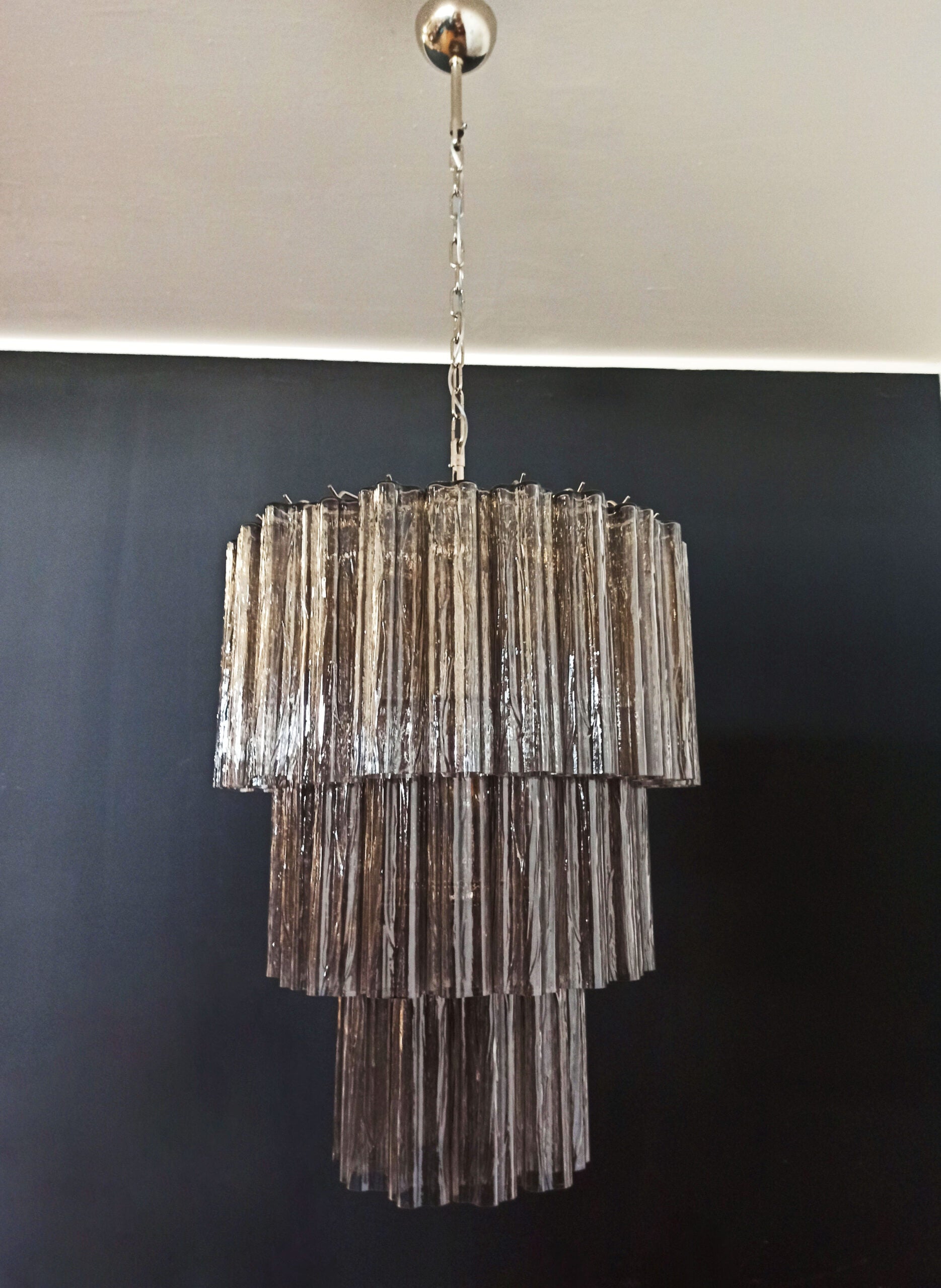 Murano Lysekrone – 52 Røykfargede Glassrør – detalj 7 – Murano Classics