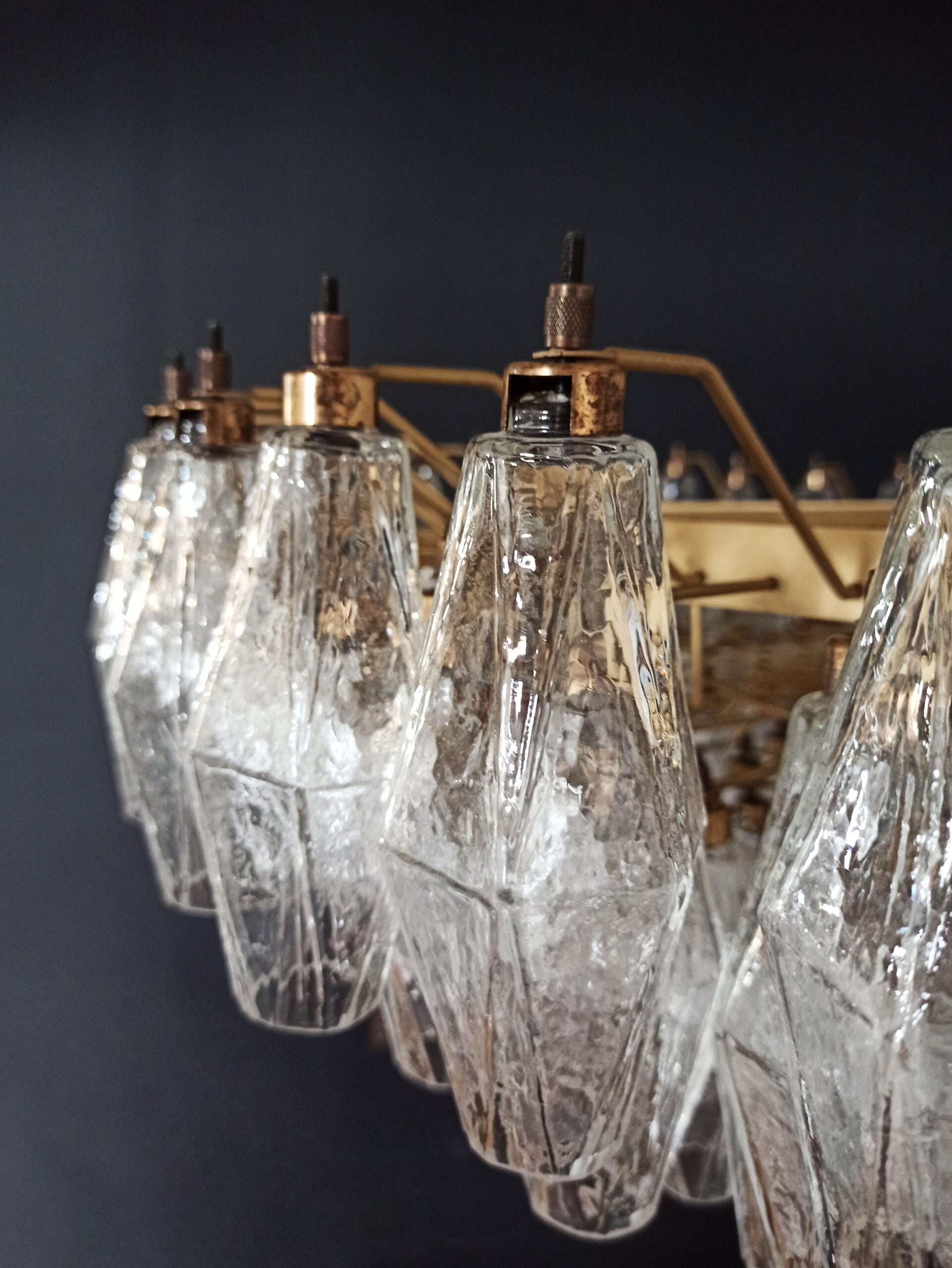 Murano Lysekrone – 185 Klare Poliedriglass – detalj 2 – Murano Classics