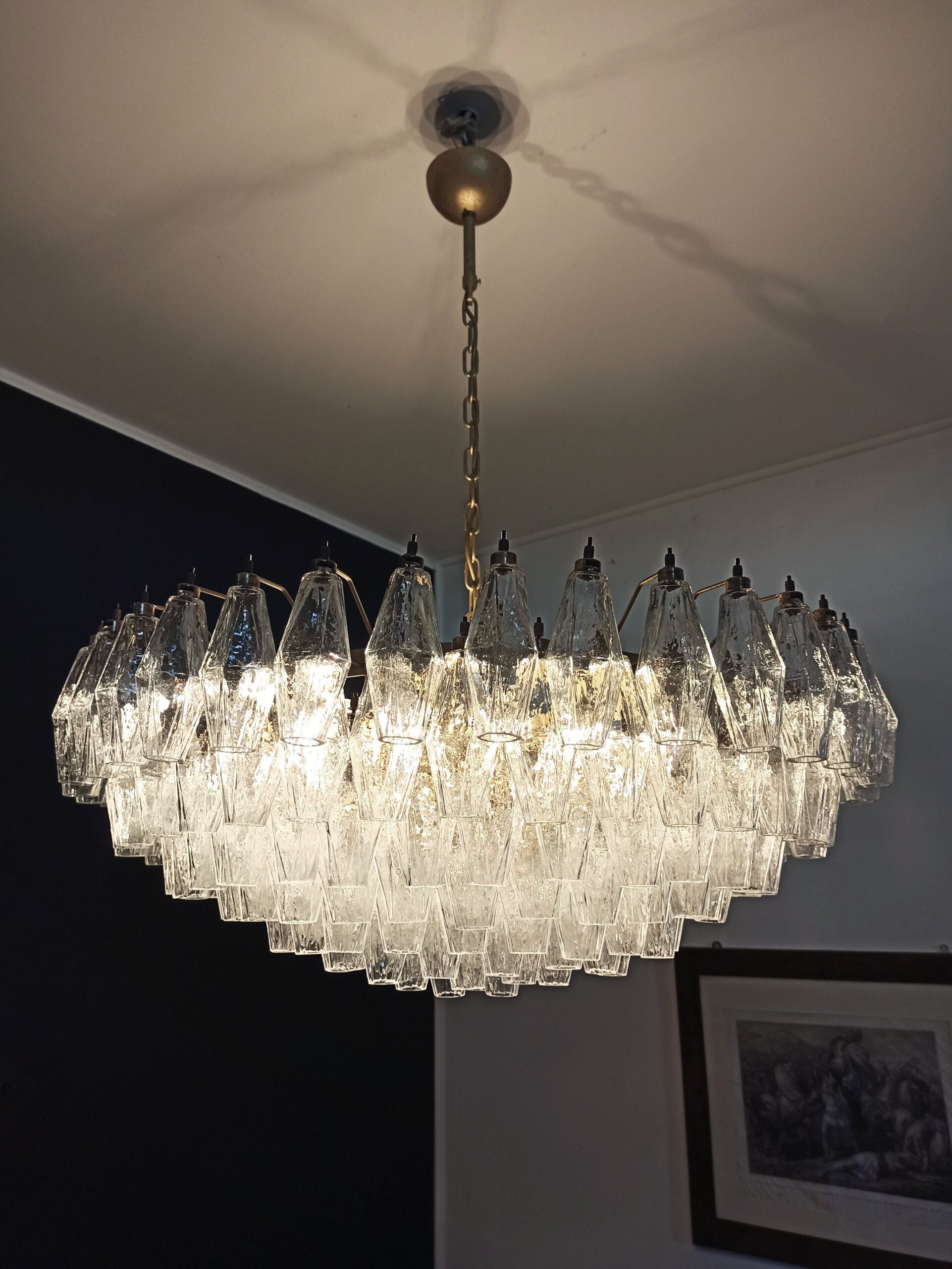 Murano Lysekrone – 185 Klare Poliedriglass – detalj 9 – Murano Classics