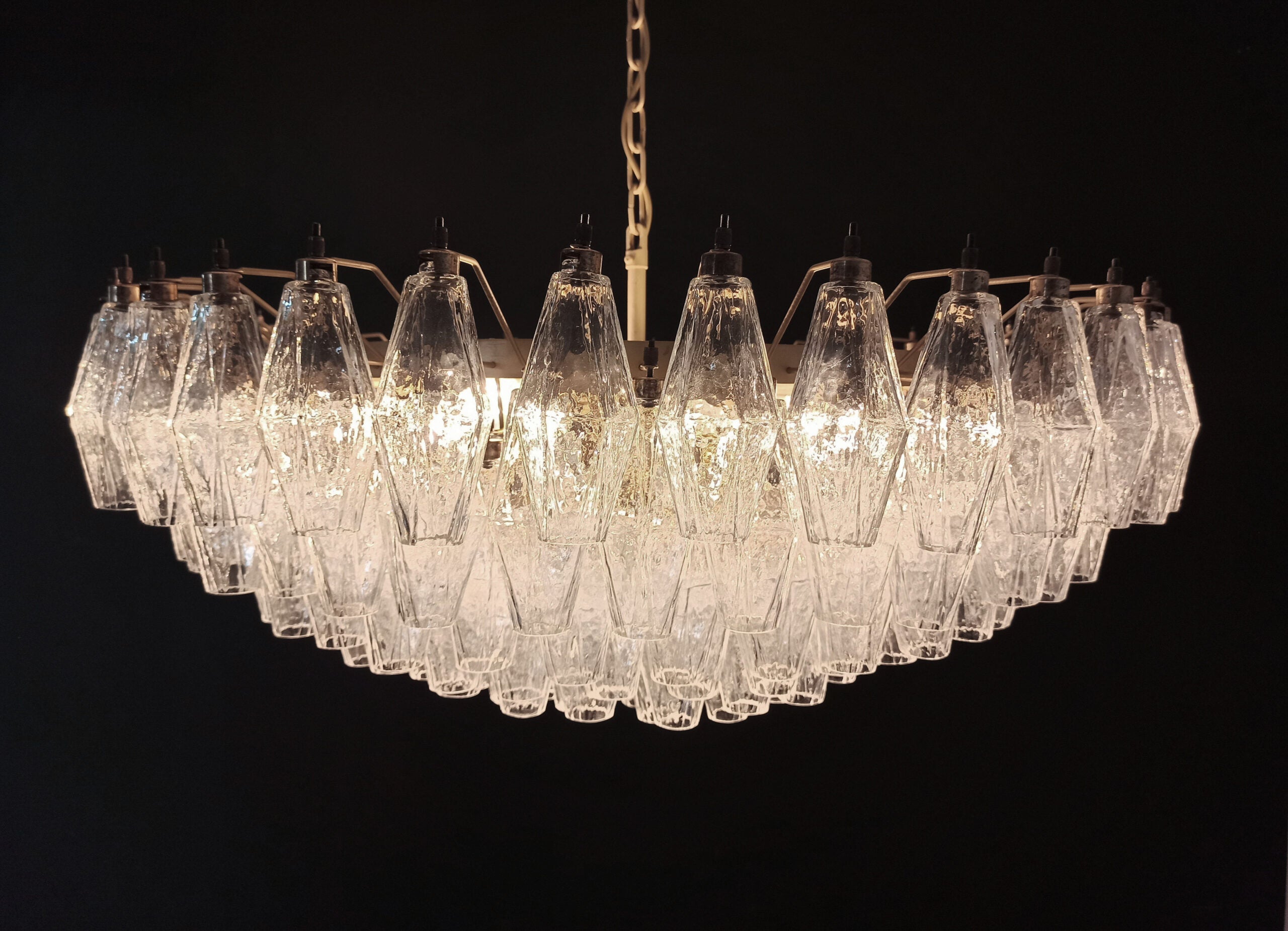 Murano Lysekrone – 185 Klare Poliedriglass – detalj 8 – Murano Classics
