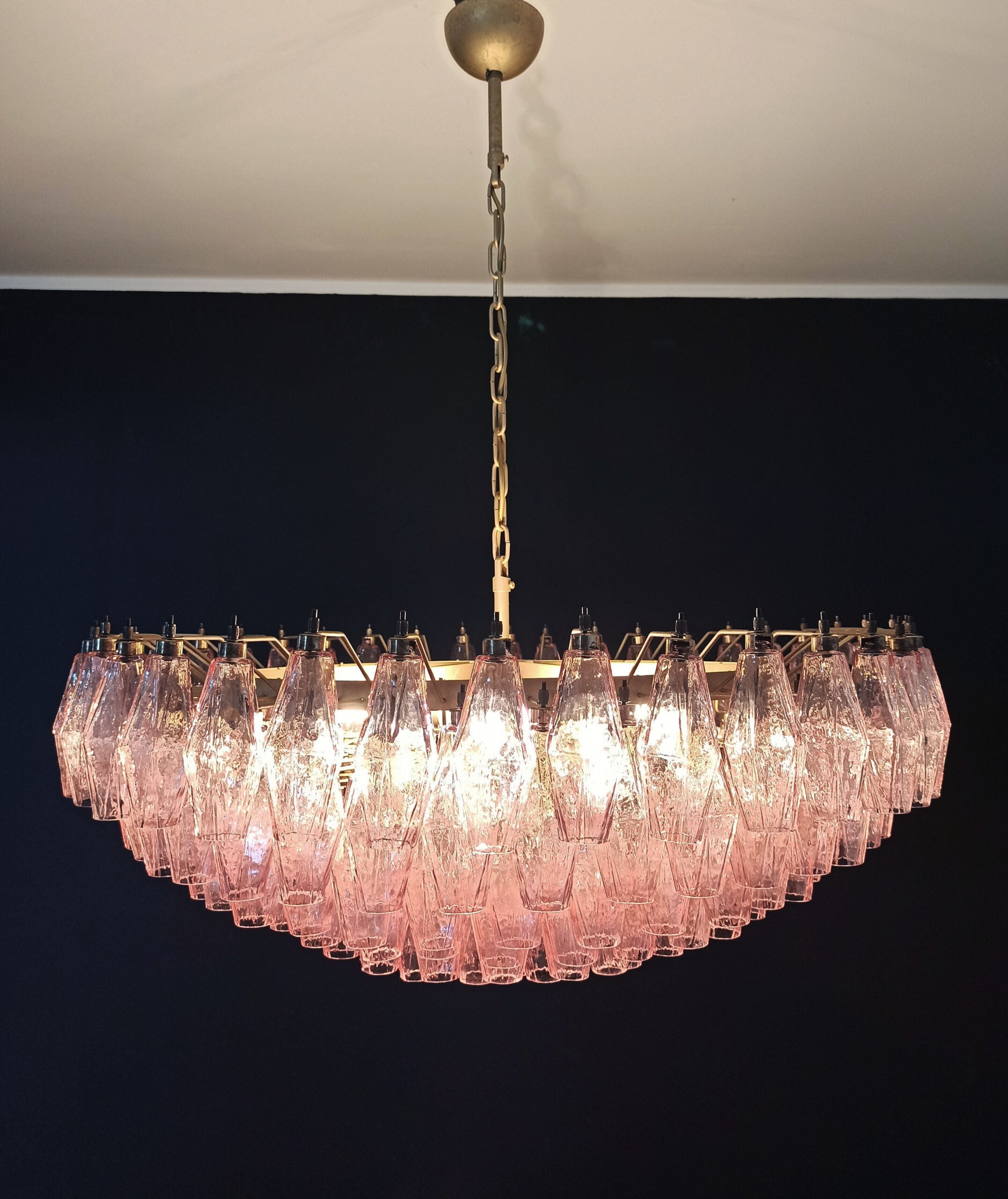 Murano Lysekrone – 185 Rosa Poliedriglass – detalj 6 – Murano Classics