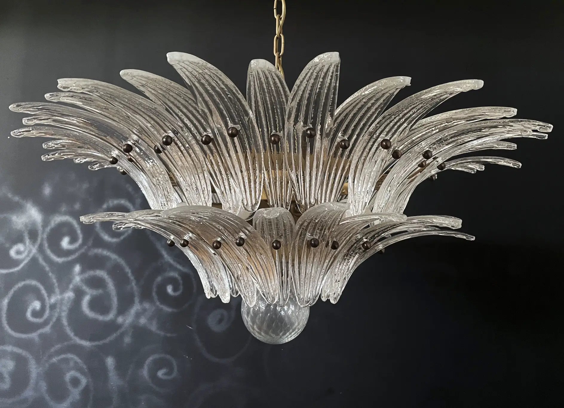 Murano Lysekrone – 58 Klare Palmeglass – detalj 5 – Murano Classics