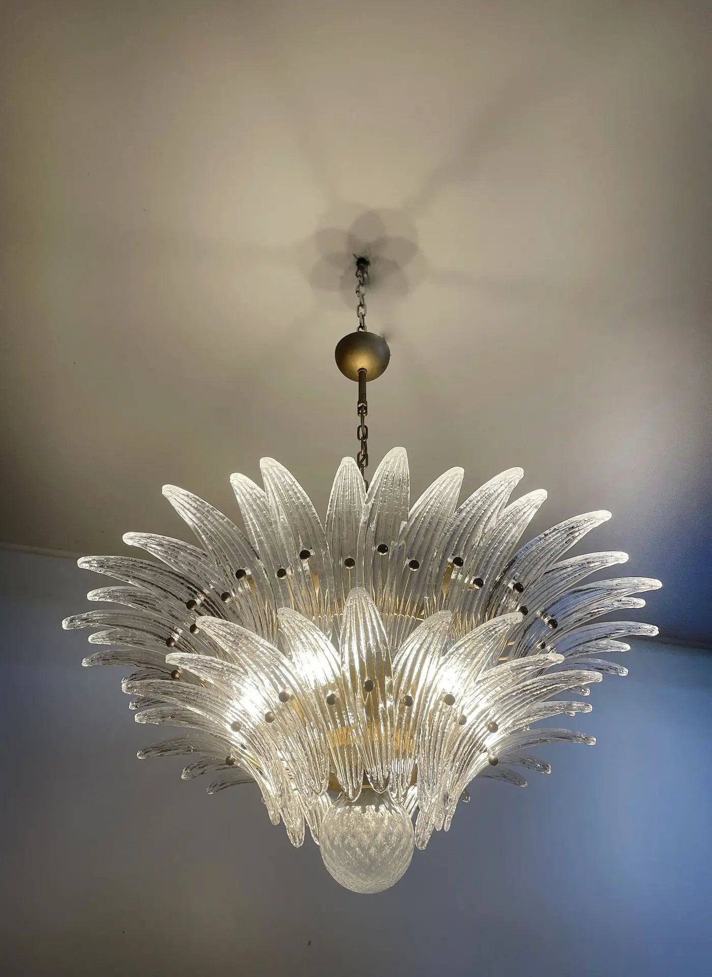 Murano Lysekrone – 58 Klare Palmeglass – detalj 6 – Murano Classics