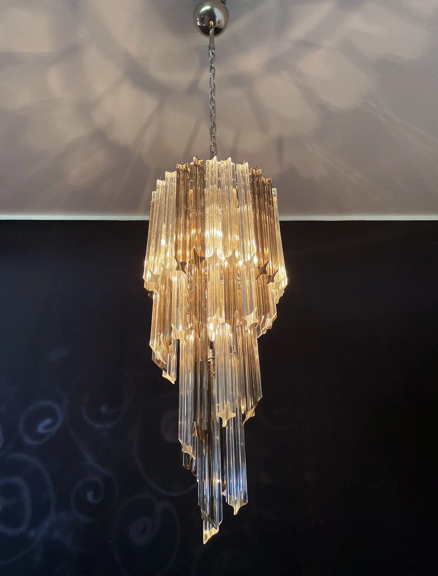 Murano Lysekrone – 54 Klare og Røykfargede Prismeglass – detalj 6 – Murano Classics