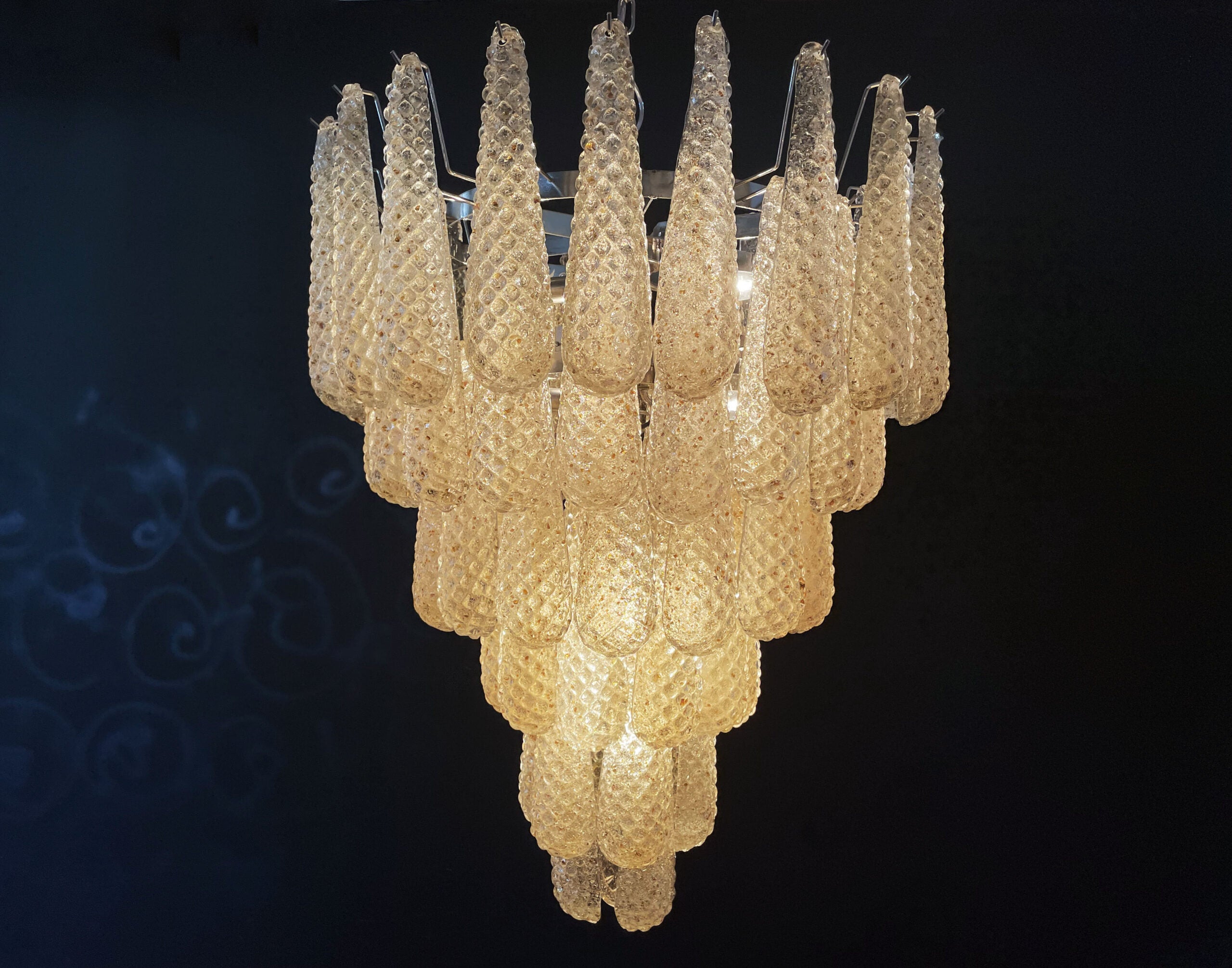 Murano Lysekrone – 75 Gule Dråpeglass – detalj 2 – Murano Classics