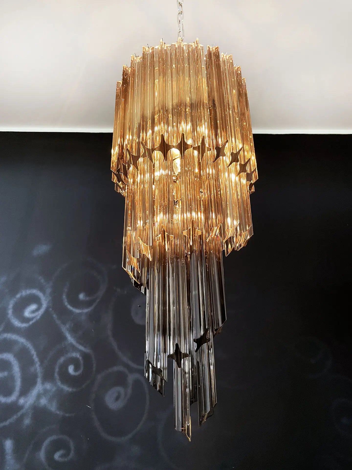 Murano Lysekrone – 54 Røykfargede Prismeglass – detalj 4 – Murano Classics