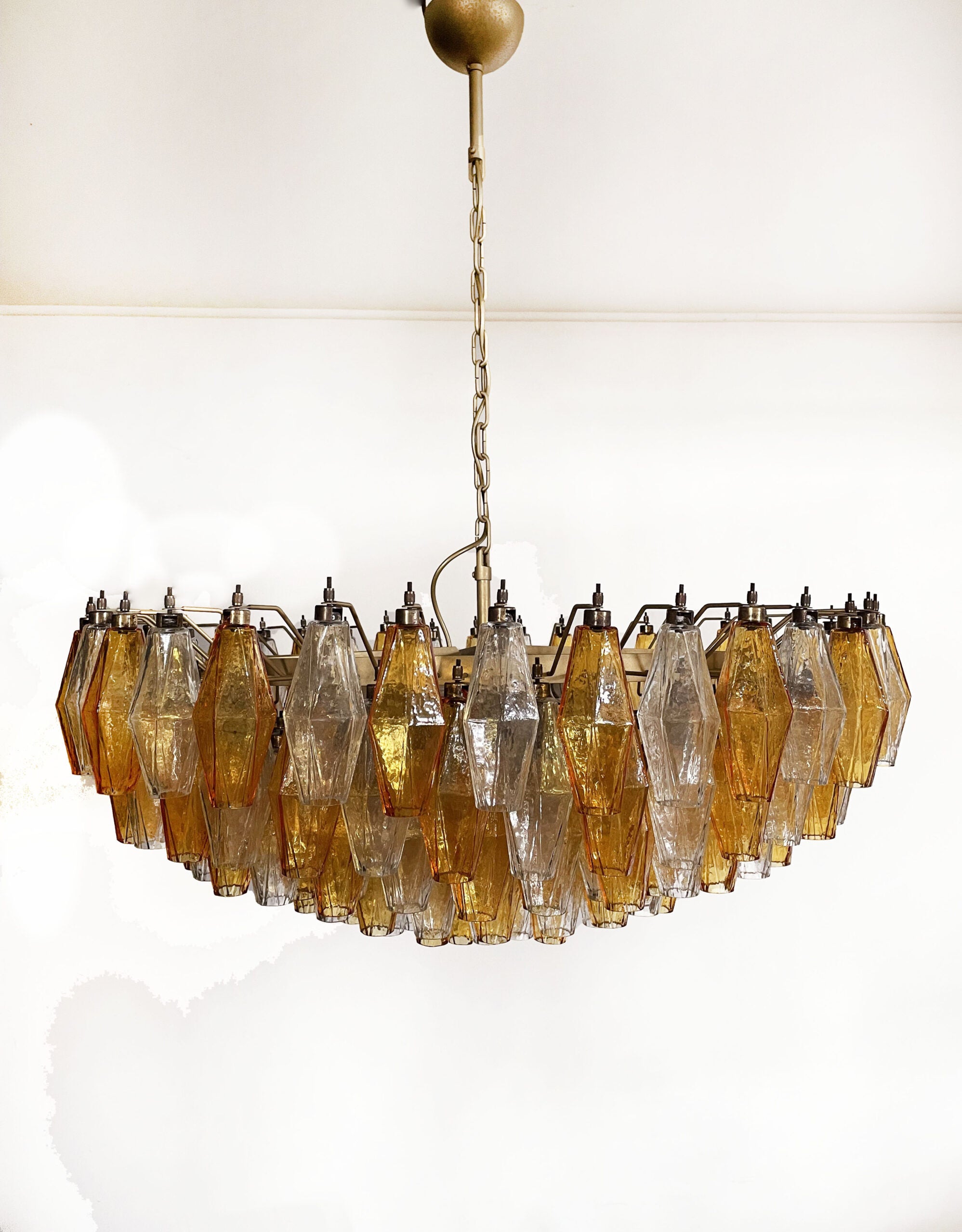 Murano Lysekrone – 185 Klare og Gule Poliedriglass – detalj 5 – Murano Classics