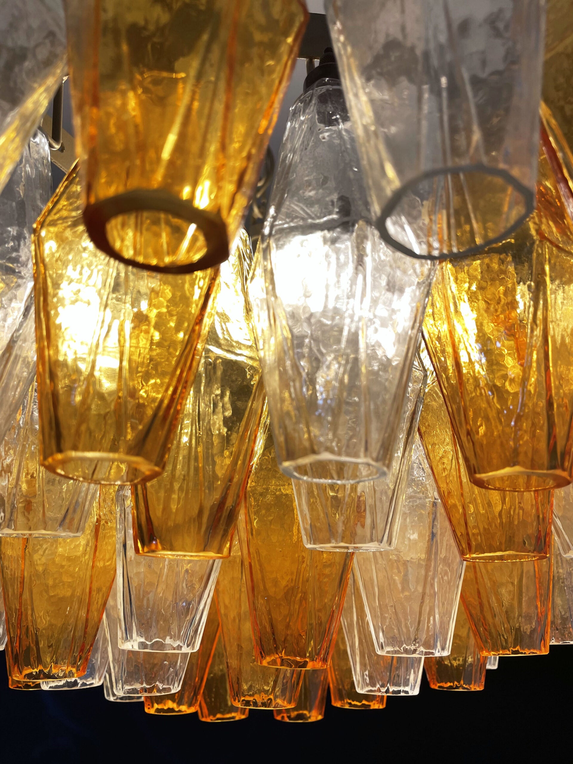 Murano Lysekrone – 185 Klare og Gule Poliedriglass – detalj 3 – Murano Classics