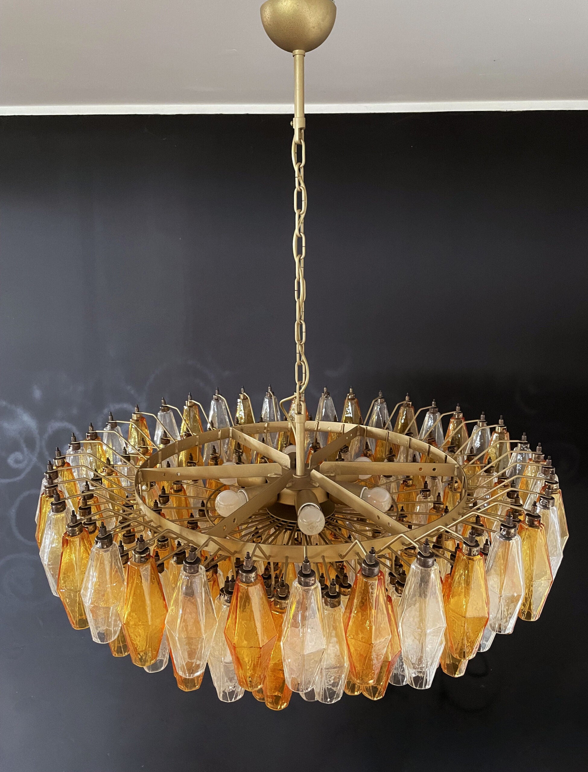 Murano Lysekrone – 185 Klare og Gule Poliedriglass – detalj 8 – Murano Classics