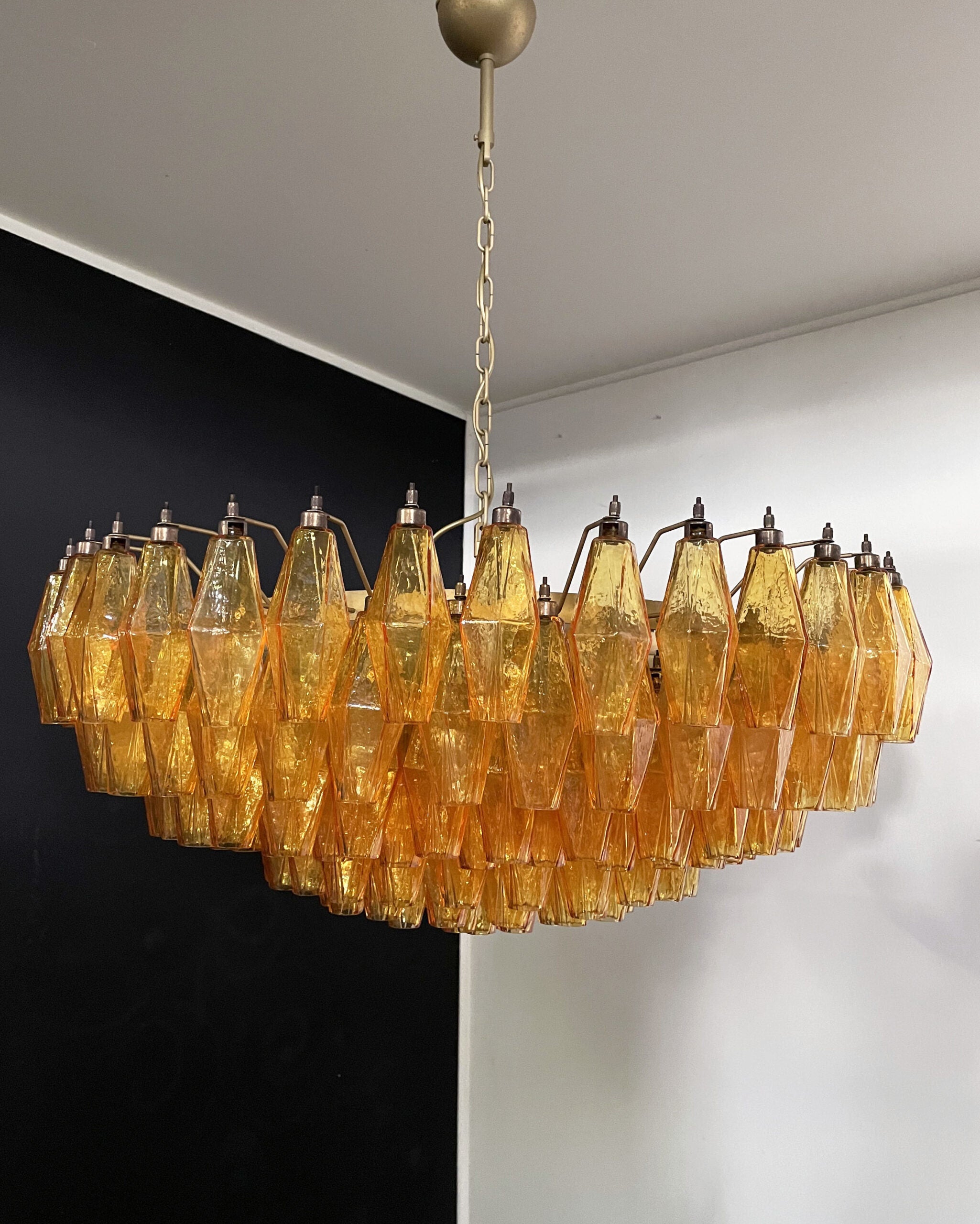 Murano Lysekrone – 185 Gule Poliedriglass – detalj 7 – Murano Classics