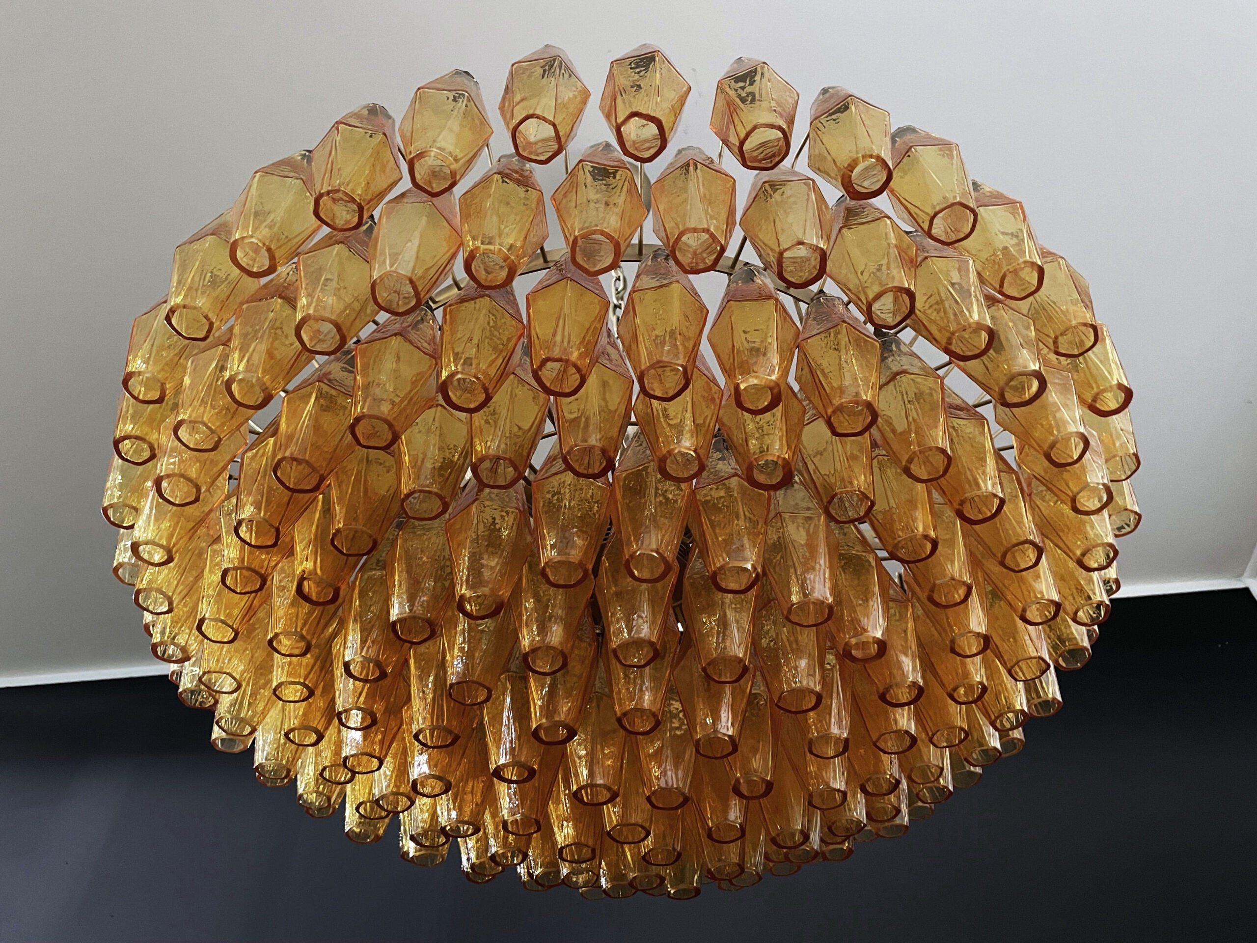 Murano Lysekrone – 185 Gule Poliedriglass – detalj 10 – Murano Classics