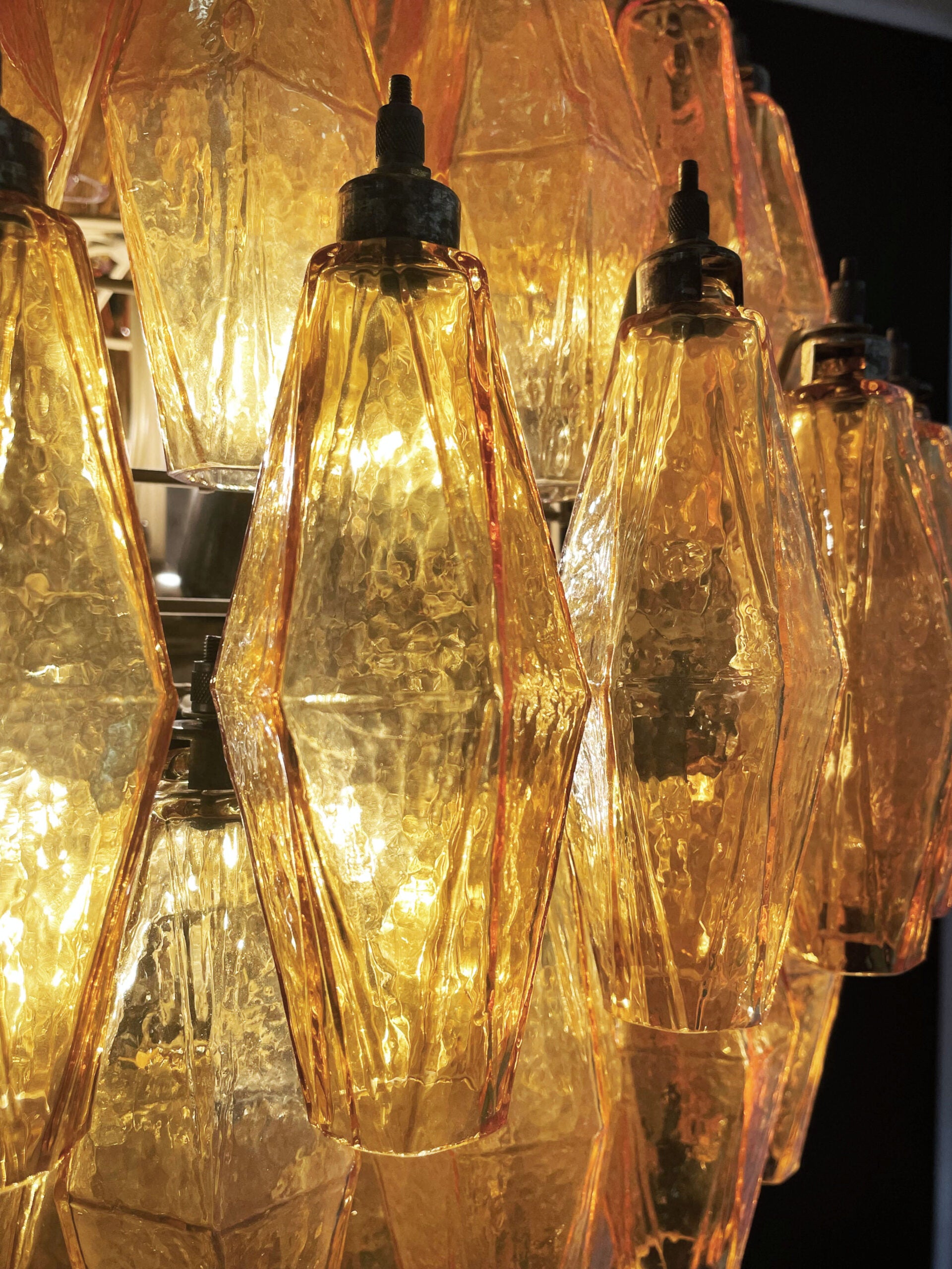 Murano Lysekrone – 140 Gule Poliedriglass – detalj 11 – Murano Classics