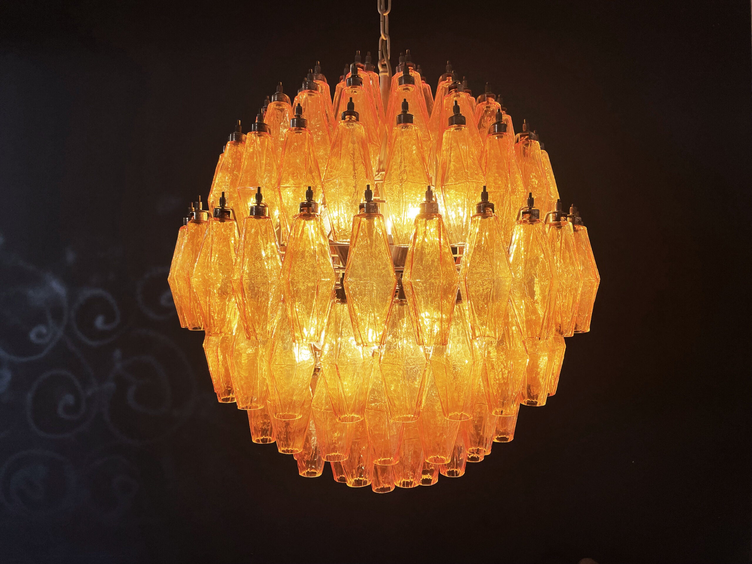 Murano Lysekrone – 140 Gule Poliedriglass – detalj 8 – Murano Classics