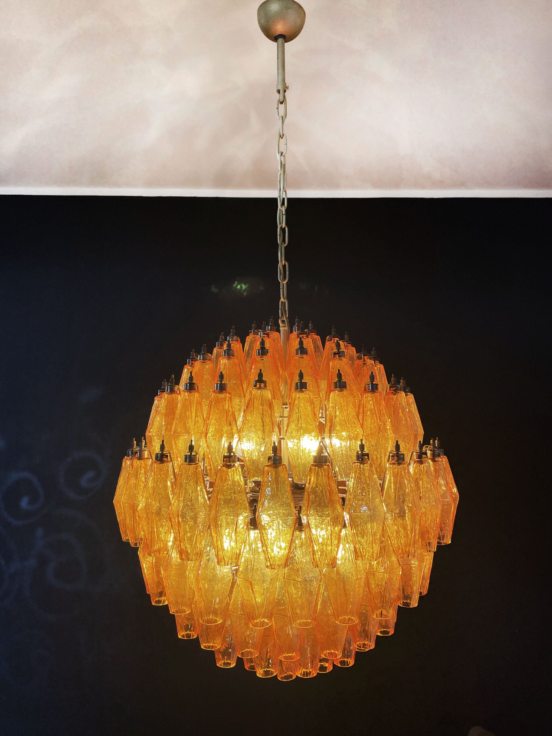 Murano Lysekrone – 140 Gule Poliedriglass – detalj 7 – Murano Classics