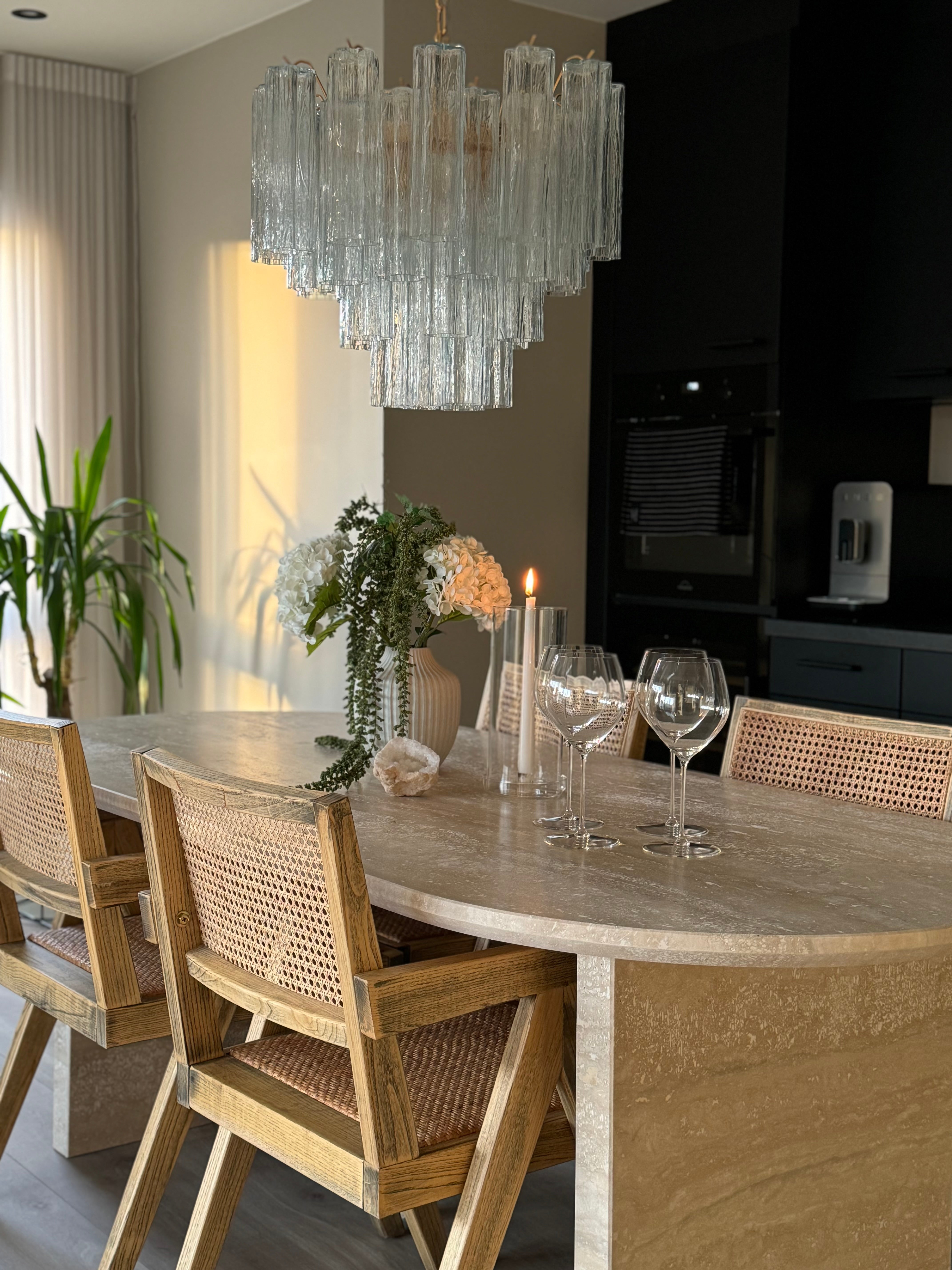 Murano Lysekrone | 36 Klare Glassrør