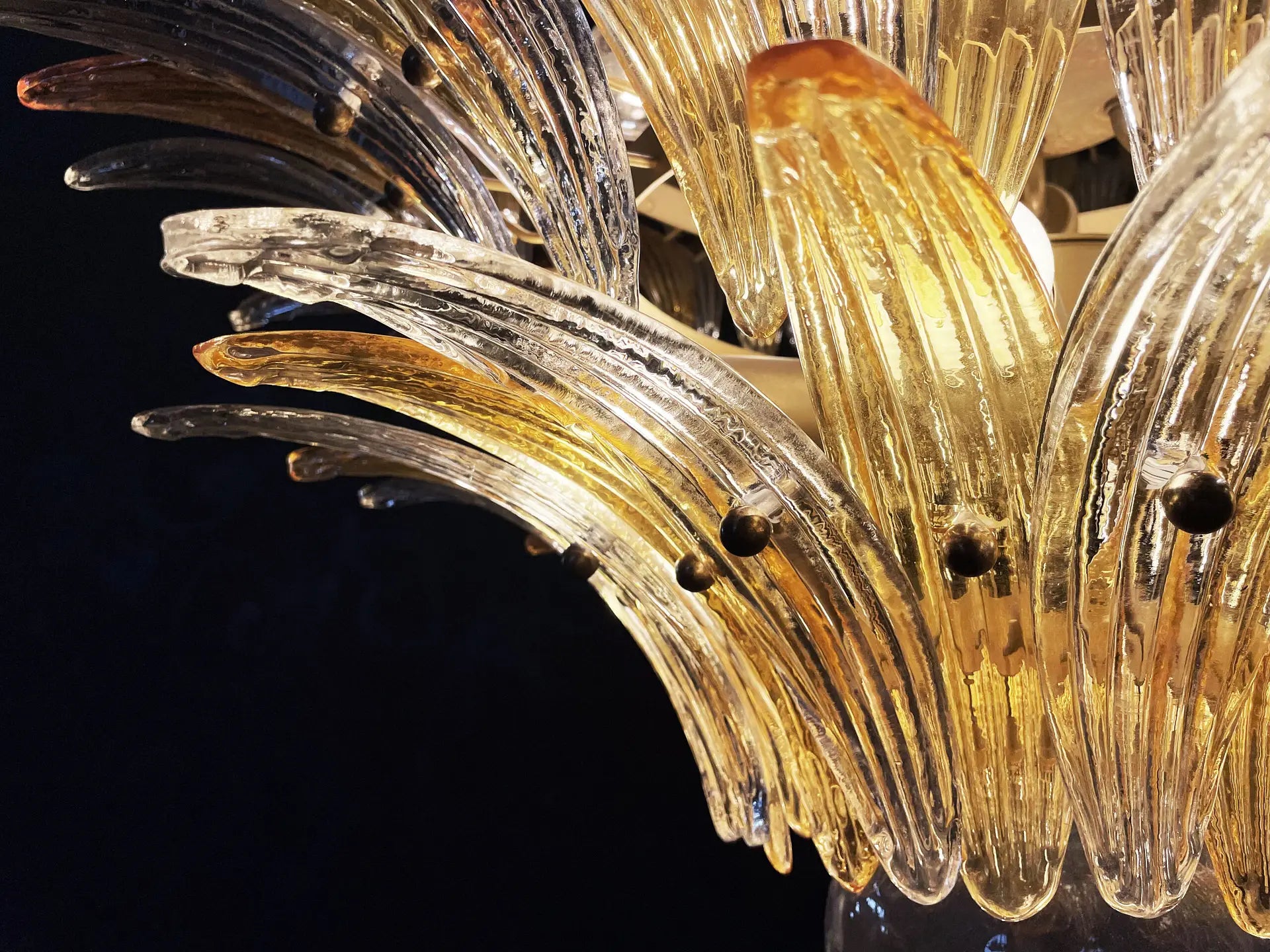 Murano Lysekrone – 163 Klare og gule Palmeglass – detalj 7 – Murano Classics