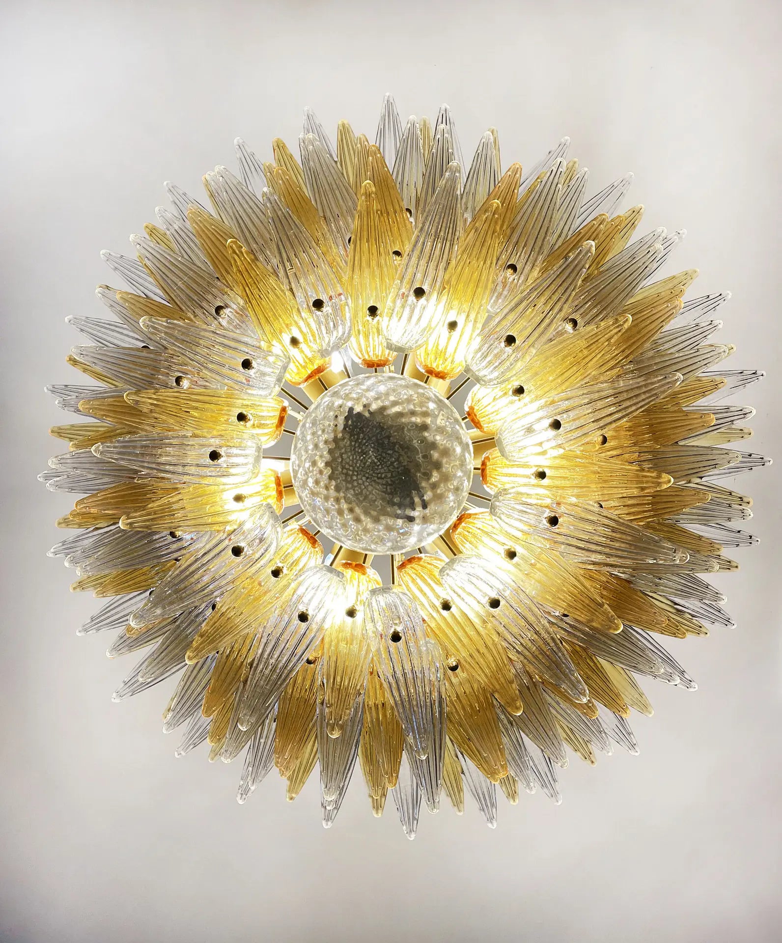 Murano Lysekrone – 163 Klare og gule Palmeglass – detalj 6 – Murano Classics
