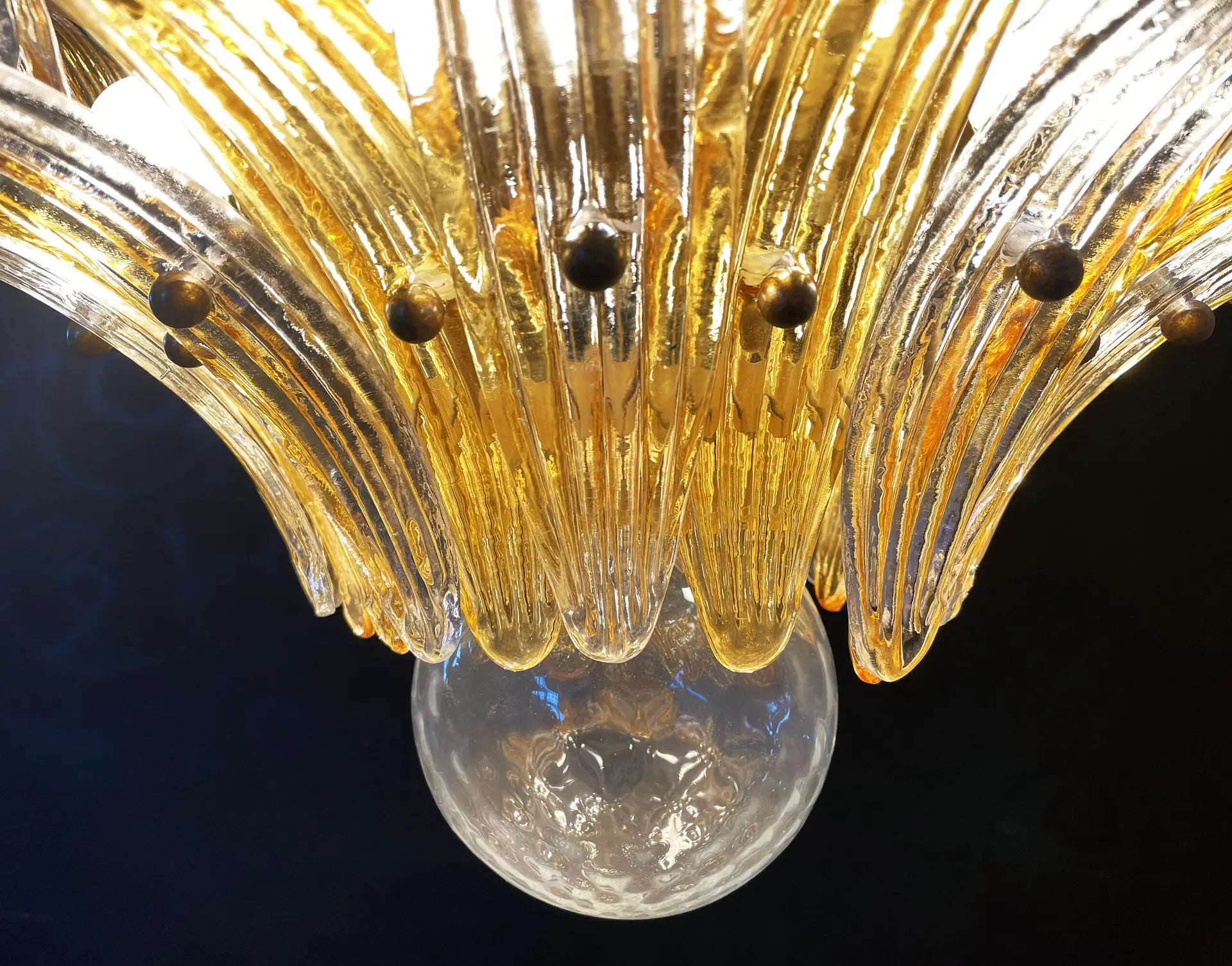 Murano Lysekrone – 163 Klare og gule Palmeglass – detalj 4 – Murano Classics