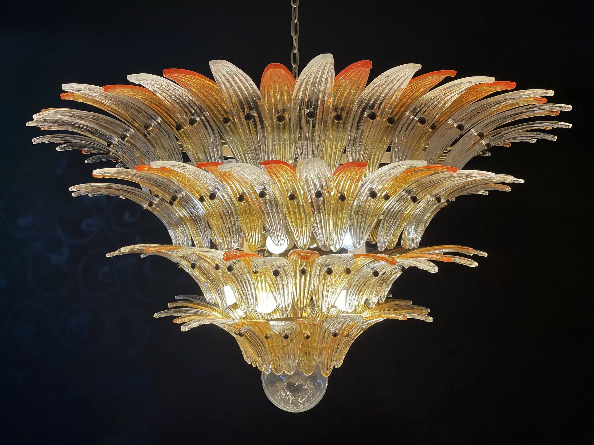 Murano Lysekrone – 163 Klare og gule Palmeglass – detalj 8 – Murano Classics