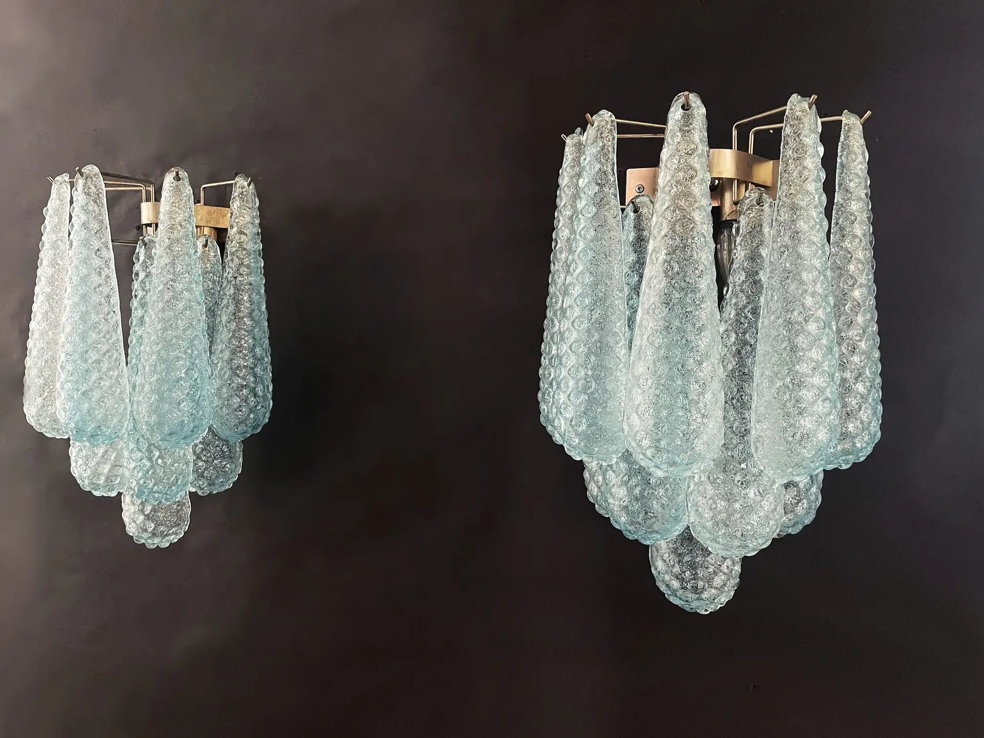 Murano Vegglampe – 10 Blå Dråpeglass – 2 stk – detalj 2 – Murano Classics