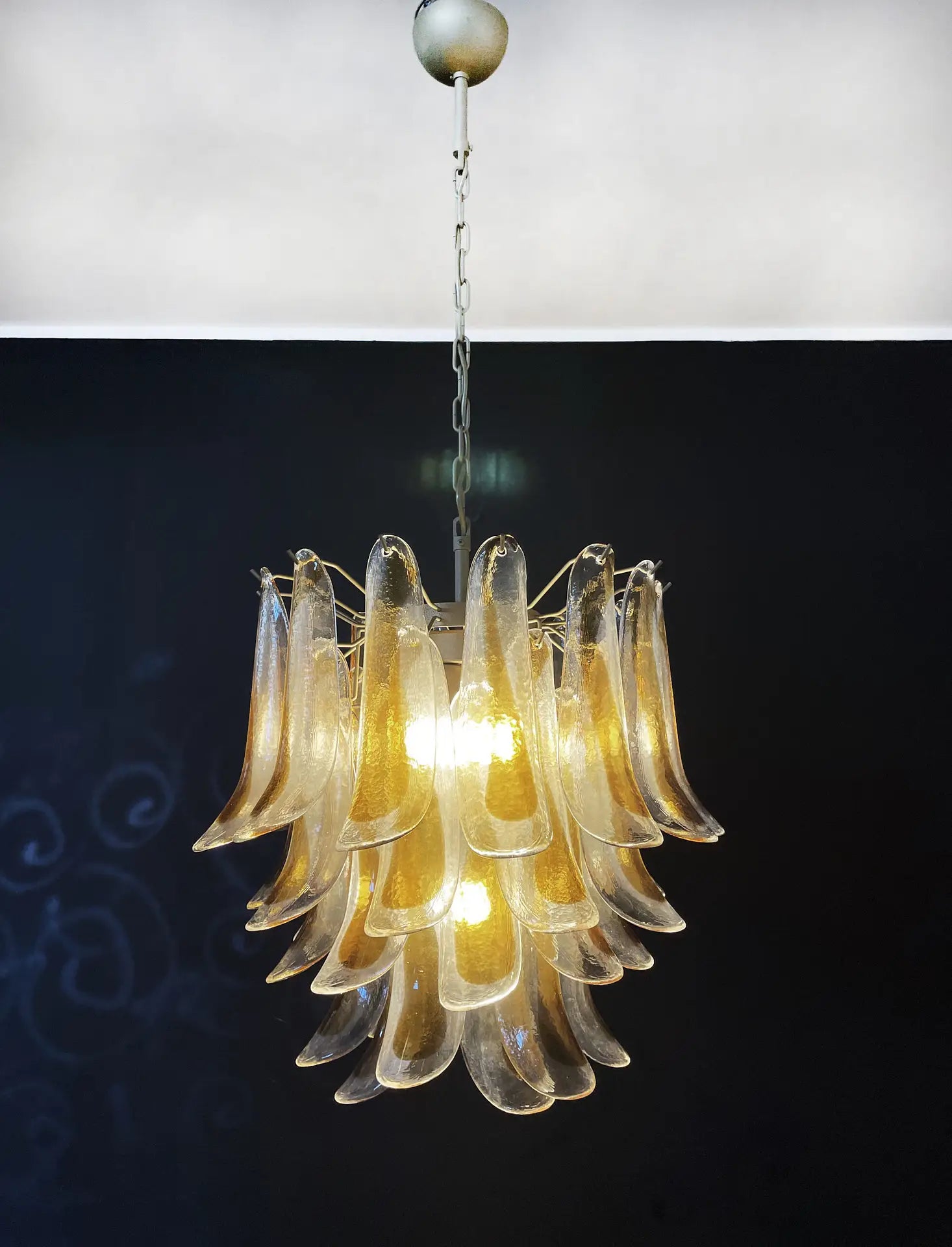 Murano Lysekrone – 41 Gule Konglebladglass – detalj 7 – Murano Classics