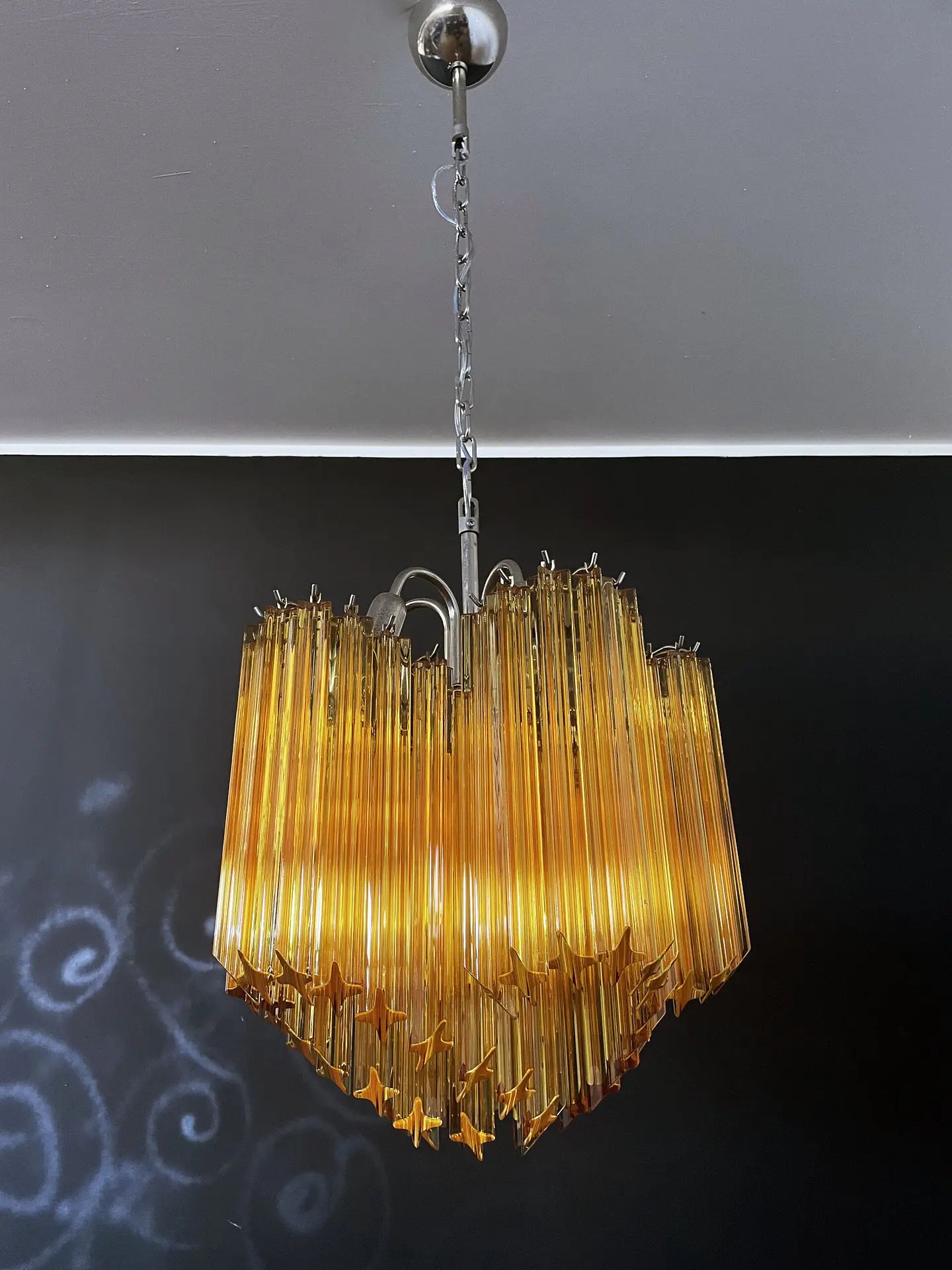 Murano Lysekrone – 60 Gule Prismeglass – detalj 5 – Murano Classics