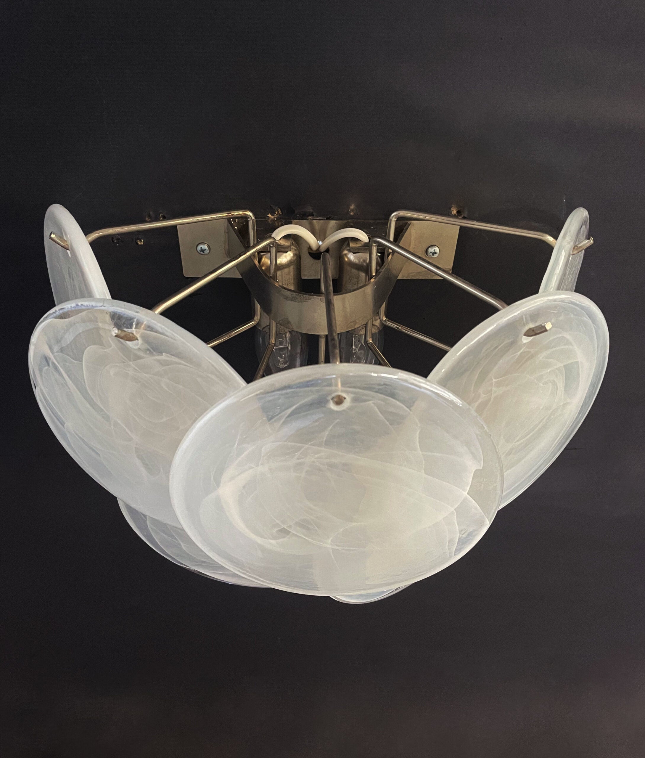 Murano Vegglampe – 10 Alabaster Hvite Diskglass – 2 stk – detalj 4 – Murano Classics