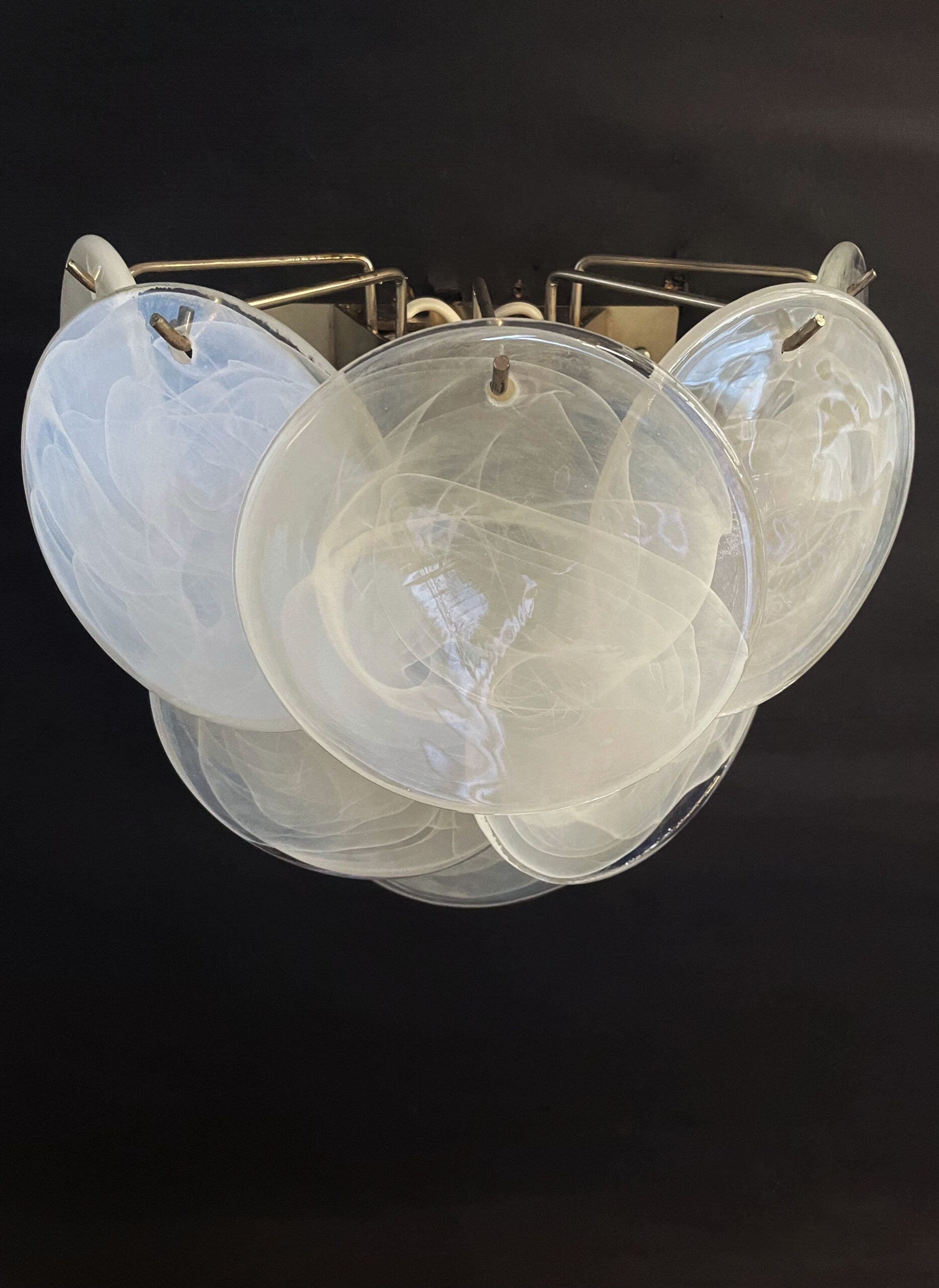 Murano Vegglampe – 10 Alabaster Hvite Diskglass – 2 stk – detalj 3 – Murano Classics