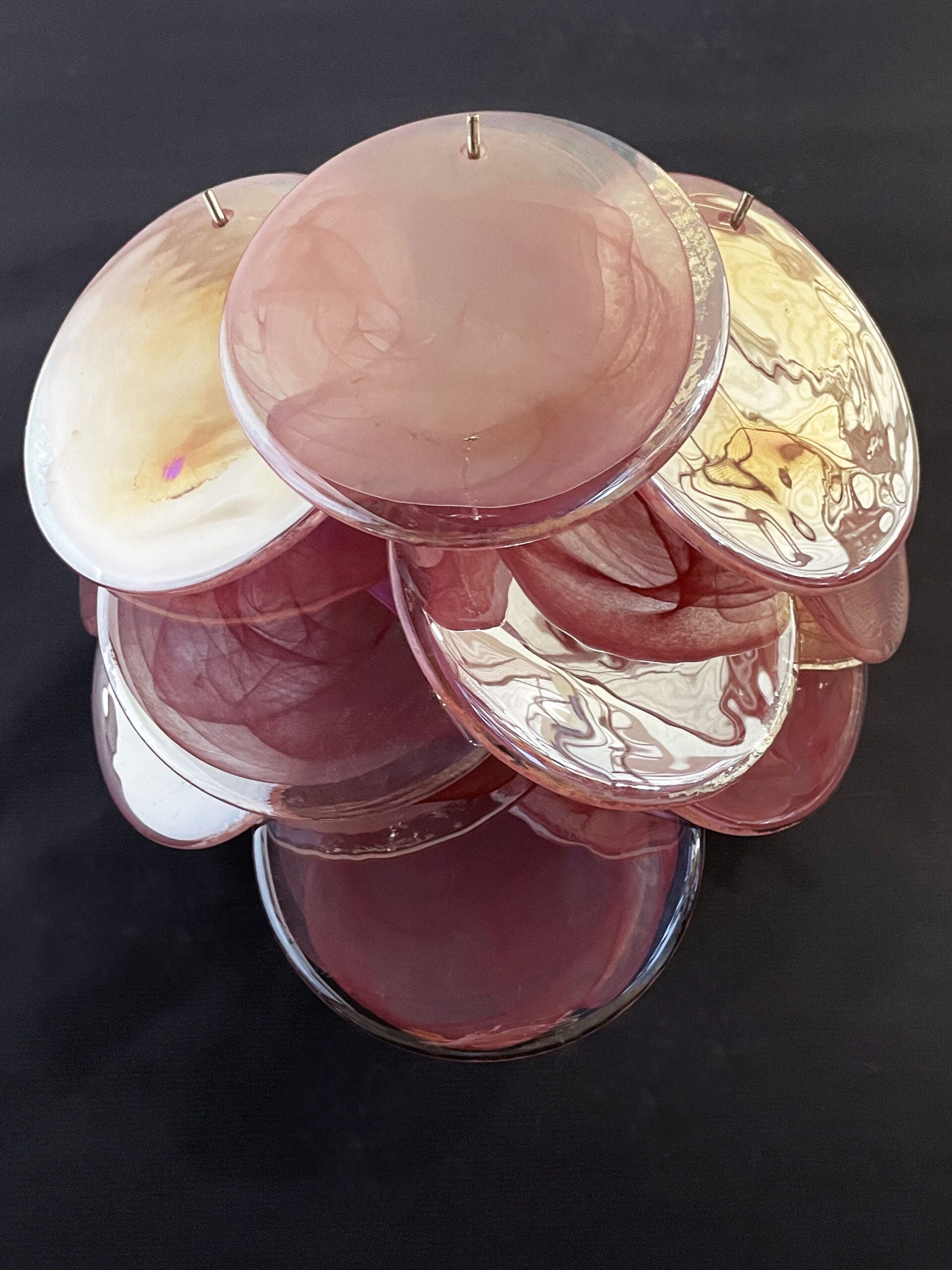 Murano Vegglampe – 10 Alabaster Rosa Diskglass – 2 stk – detalj 4 – Murano Classics