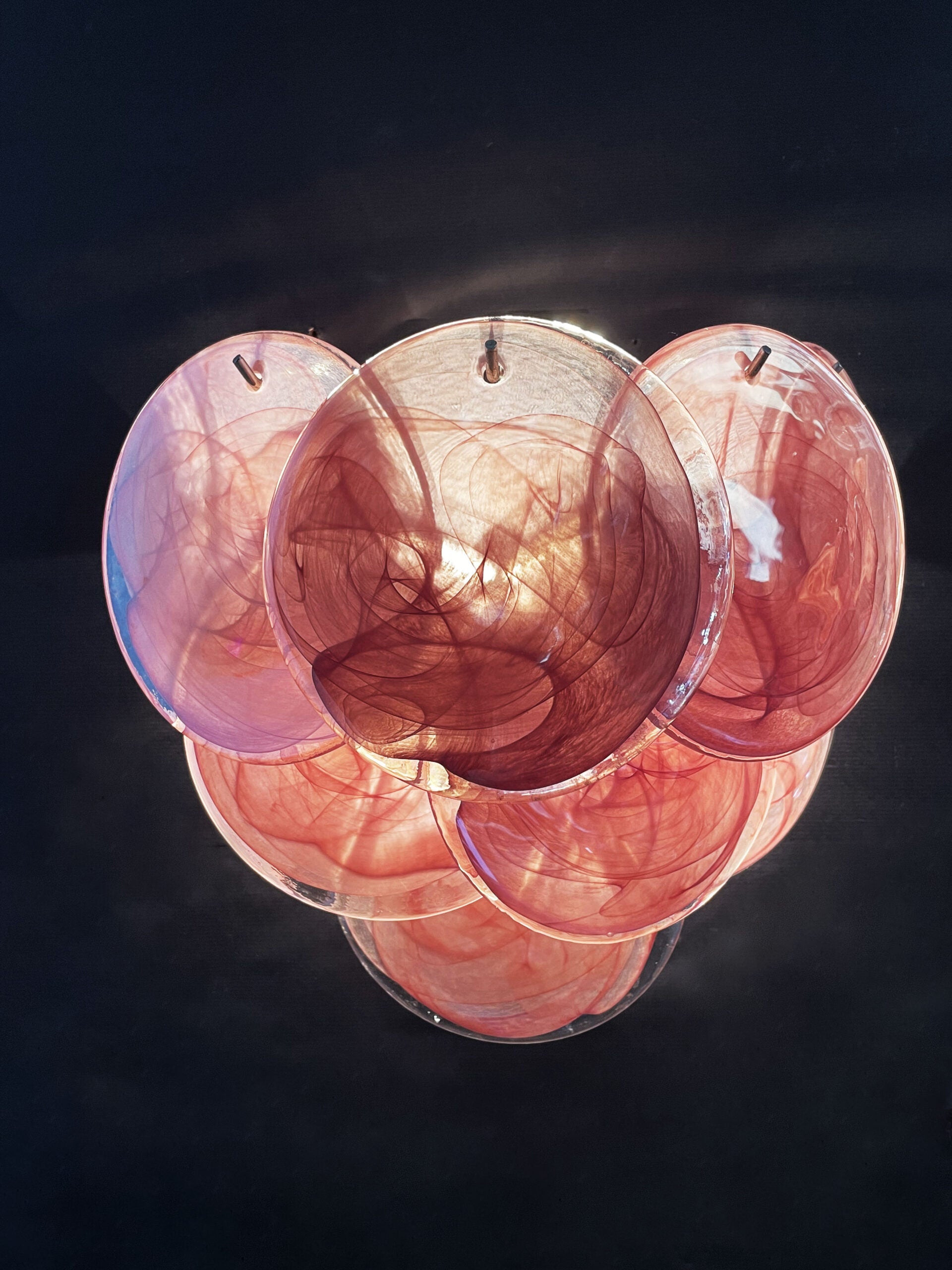 Murano Vegglampe – 10 Alabaster Rosa Diskglass – 2 stk – detalj 1 – Murano Classics