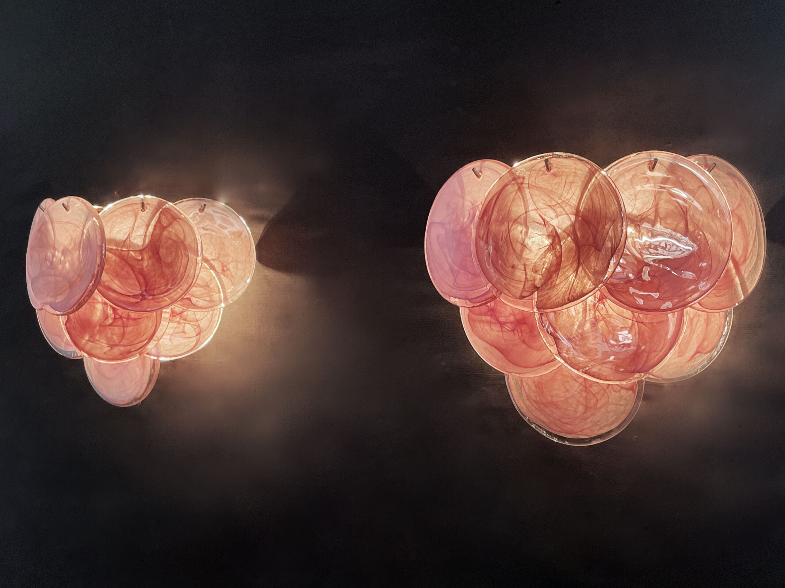 Murano Vegglampe | 10 Alabaster Rosa Diskglass | 2 stk