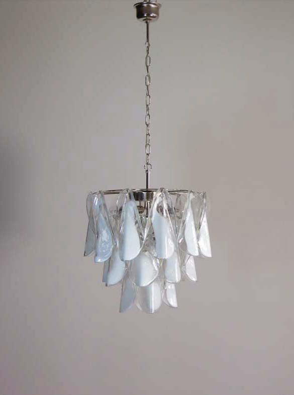 Murano Lysekrone | 24 Hvite Rondiniglass