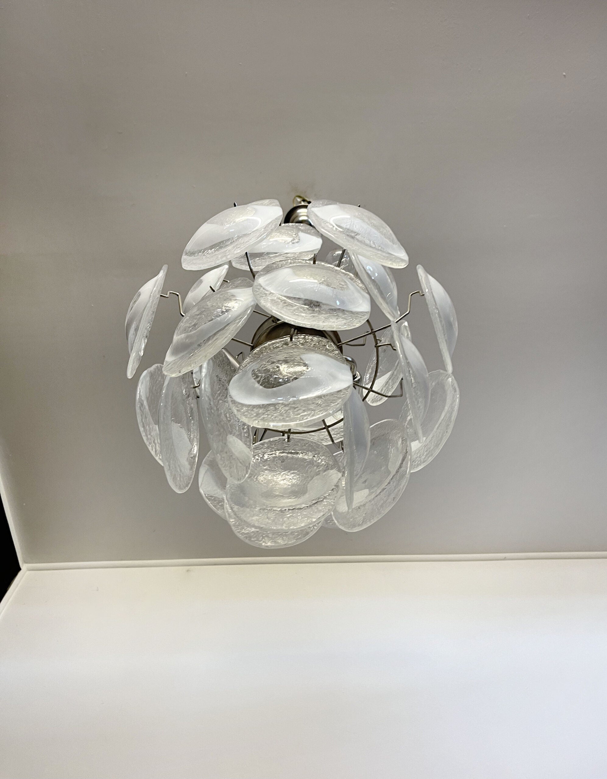 Murano Lysekrone | 24 Hvite Klare Crostoliglass