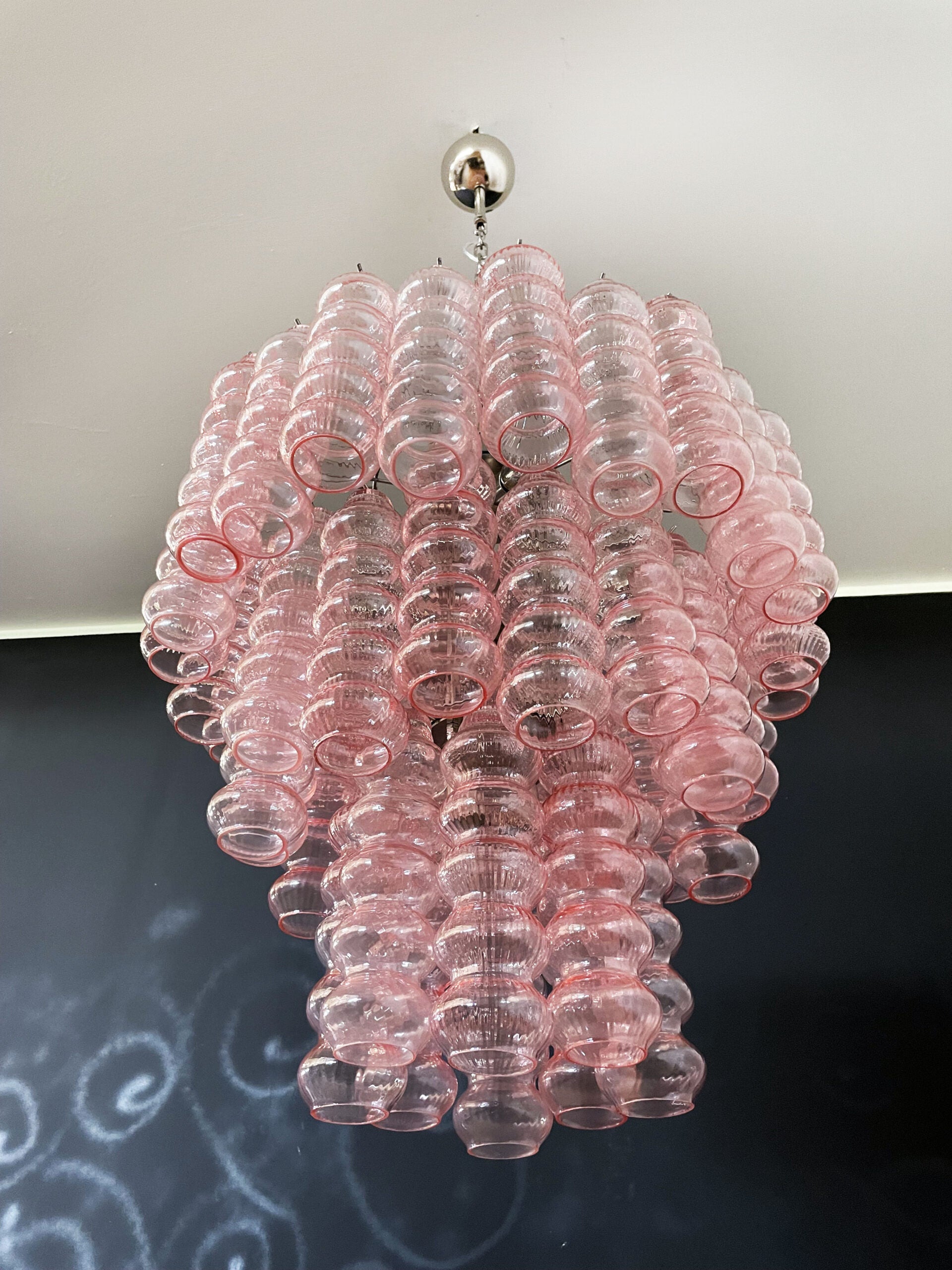 Murano Lysekrone – 48 Rosa Glassrør – detalj 6 – Murano Classics