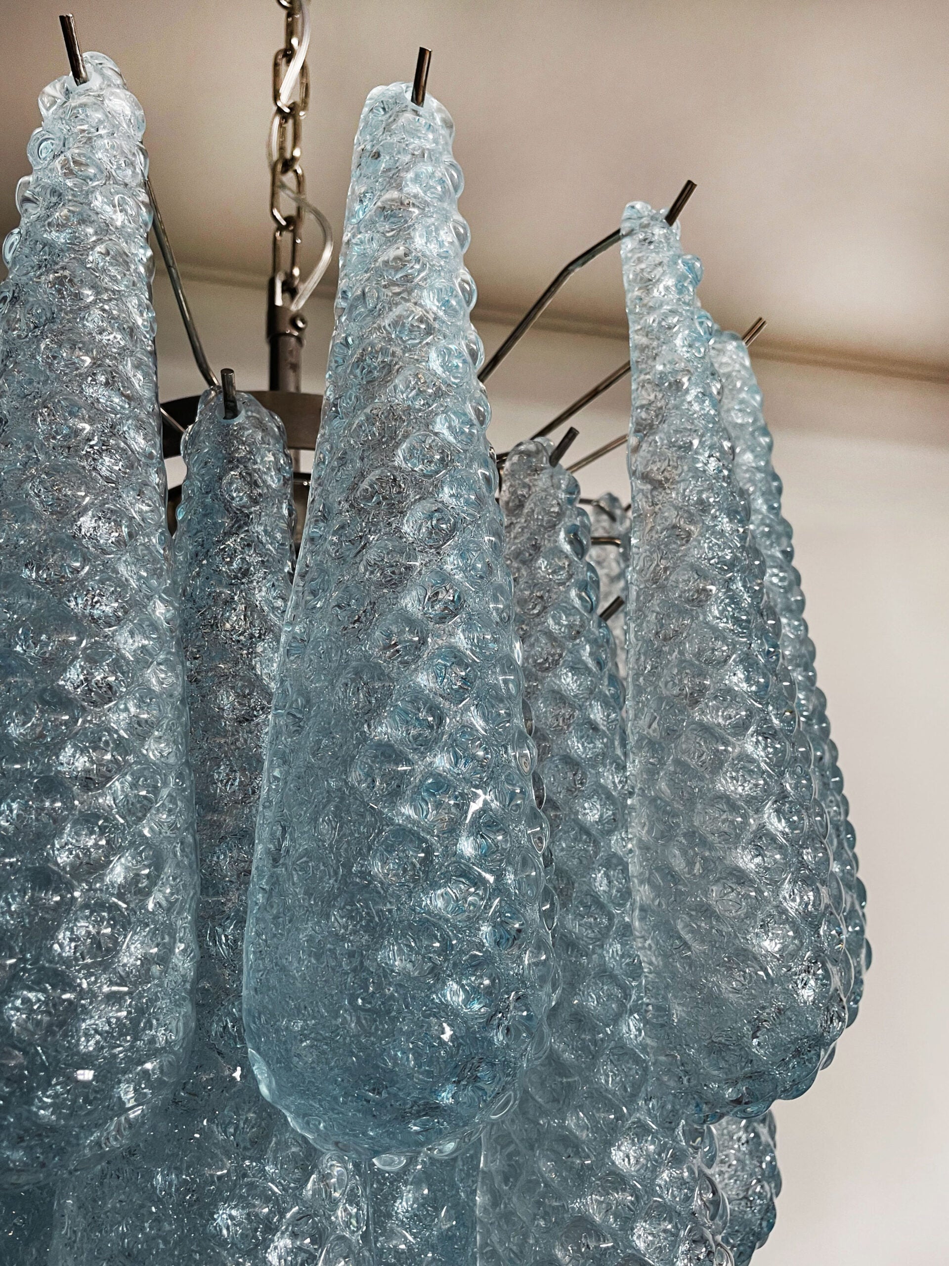 Murano Lysekrone – 41 Blå Dråpeglass – detalj 4 – Murano Classics