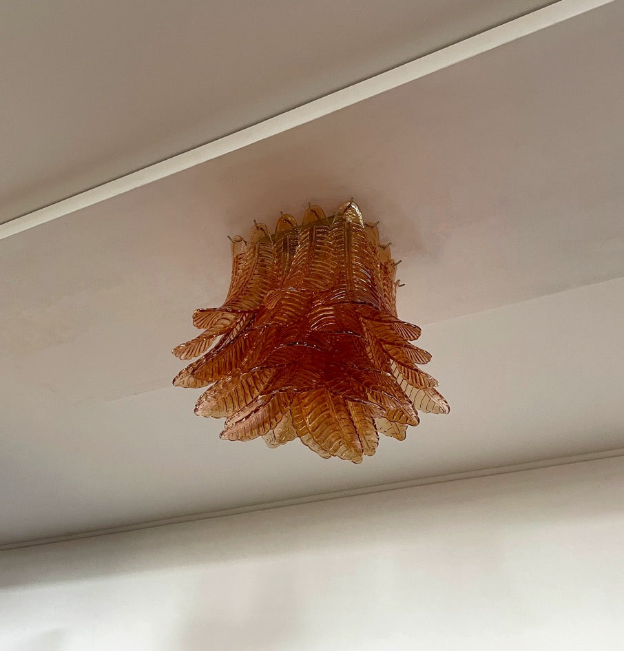 Murano Taklampe – 32 Gule Gull Felciglass – detalj 2 – Murano Classics