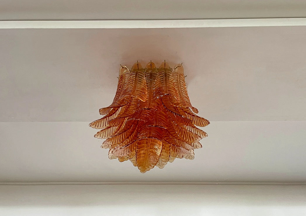 Murano Lysekrone | 32 Gule Gull Felciglass