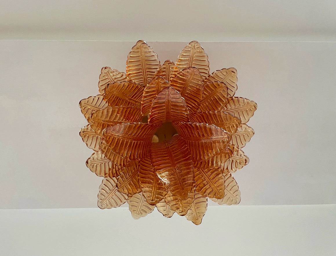 Murano Taklampe – 32 Gule Gull Felciglass – detalj 11 – Murano Classics