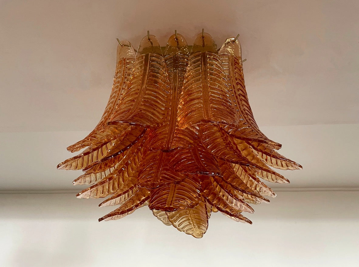 Murano Taklampe – 32 Gule Gull Felciglass – detalj 9 – Murano Classics