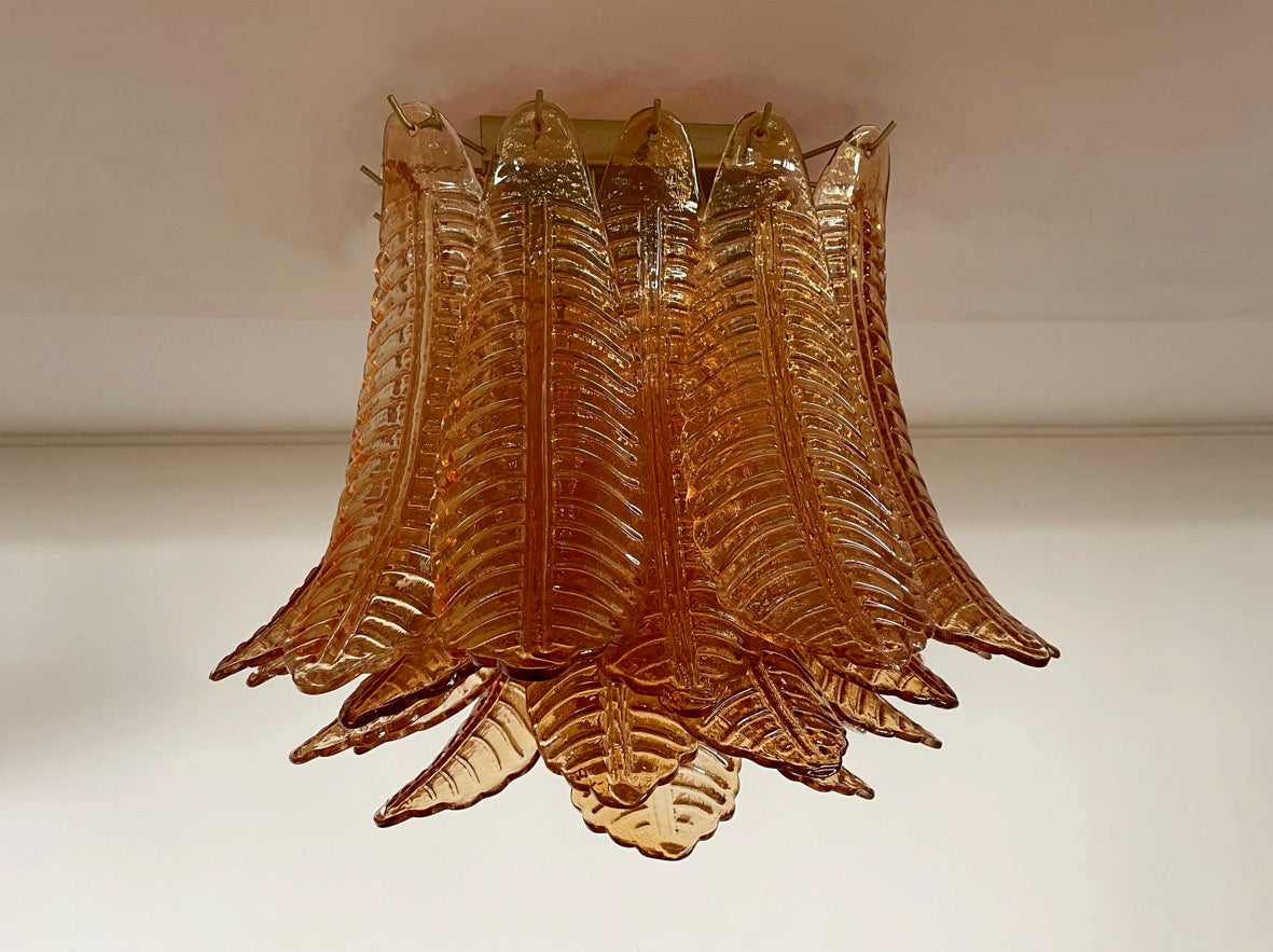 Murano Taklampe – 32 Gule Gull Felciglass – Murano Classics