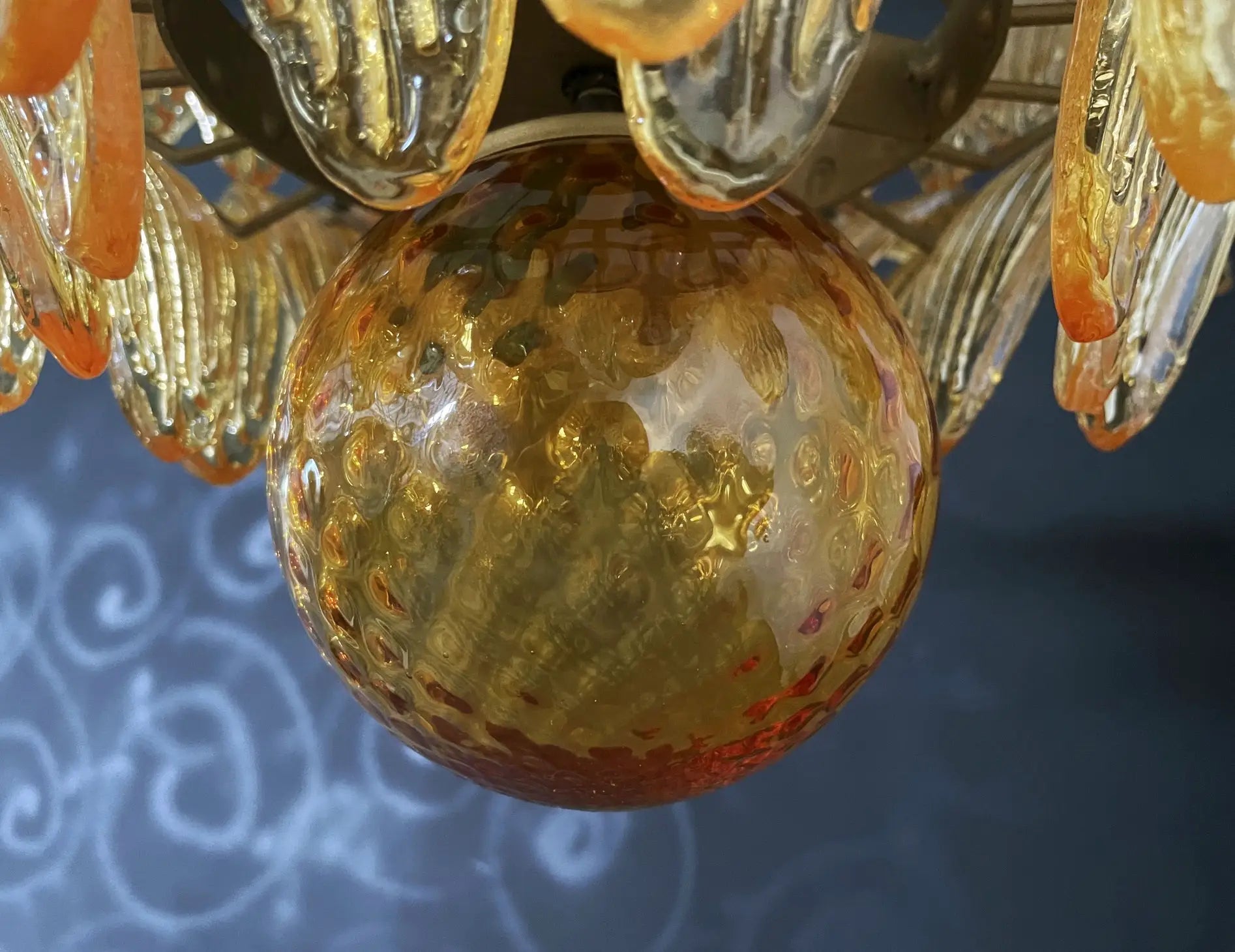 Murano Lysekrone – 58 Gule Palmeglass – detalj 7 – Murano Classics