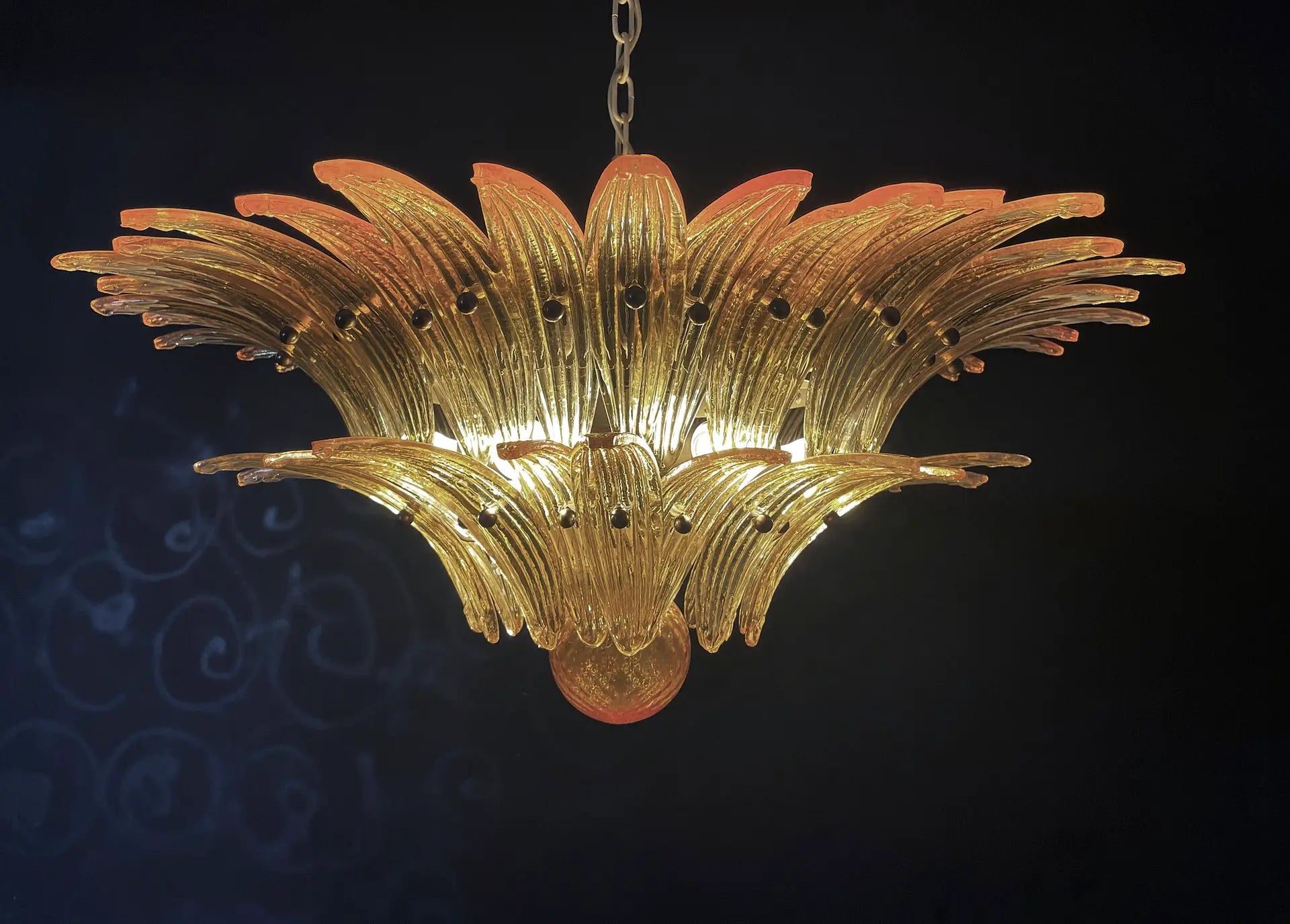 Murano Lysekrone – 58 Gule Palmeglass – detalj 9 – Murano Classics