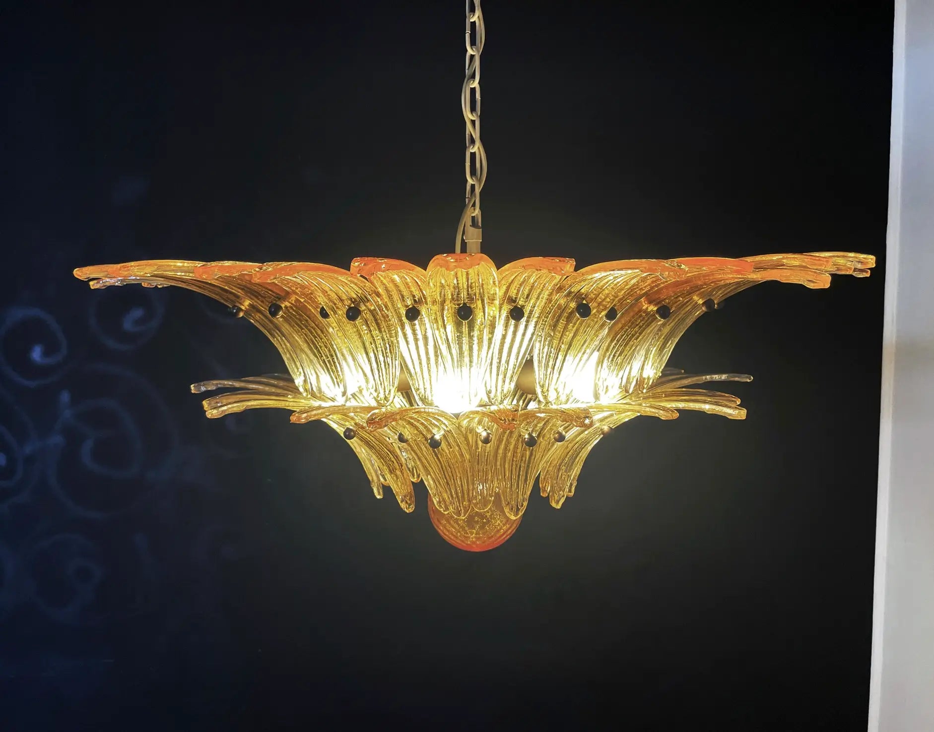 Murano Lysekrone – 58 Gule Palmeglass – detalj 6 – Murano Classics