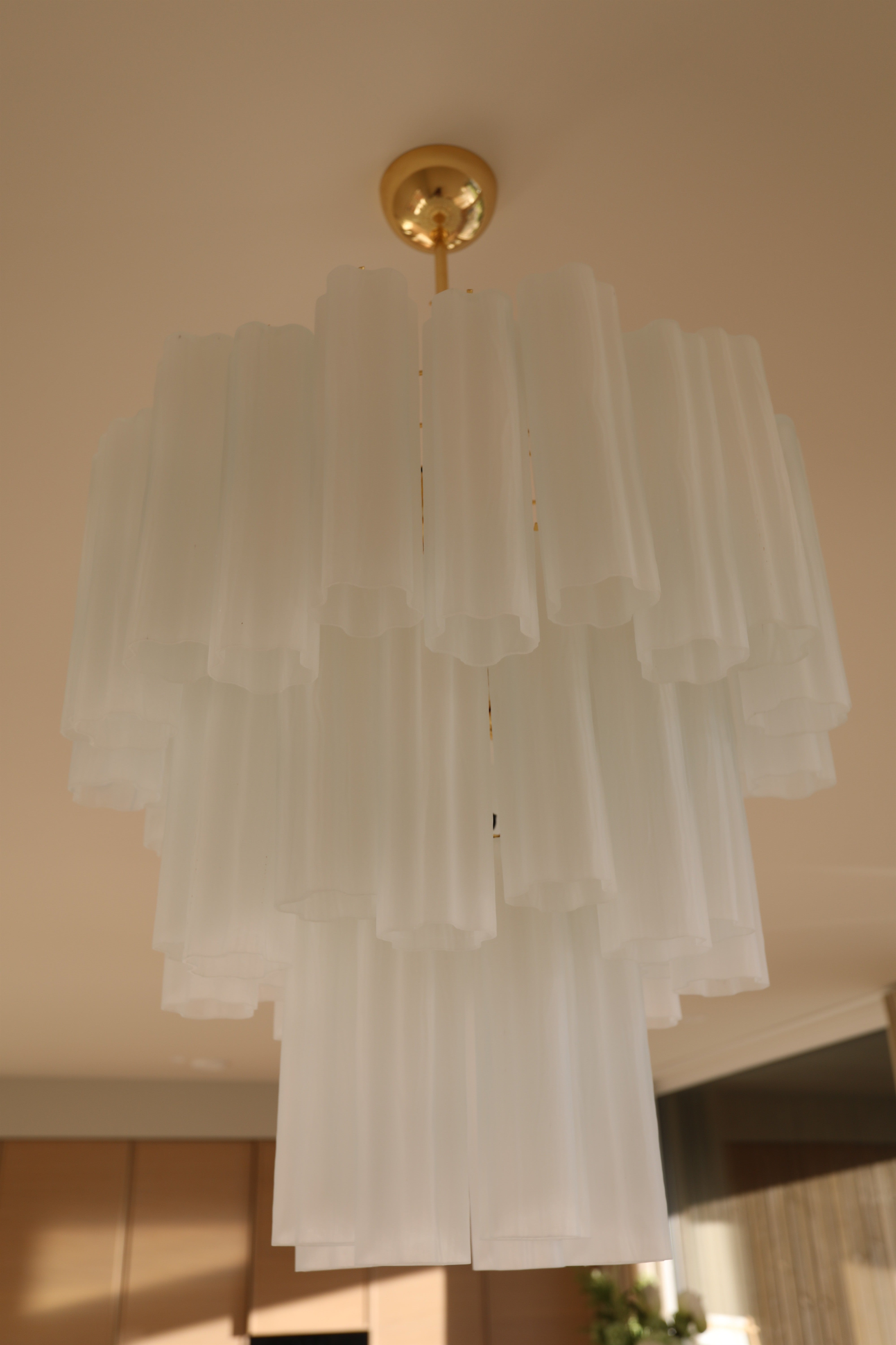 Murano Lysekrone | 48 Matt hvite Glassrør