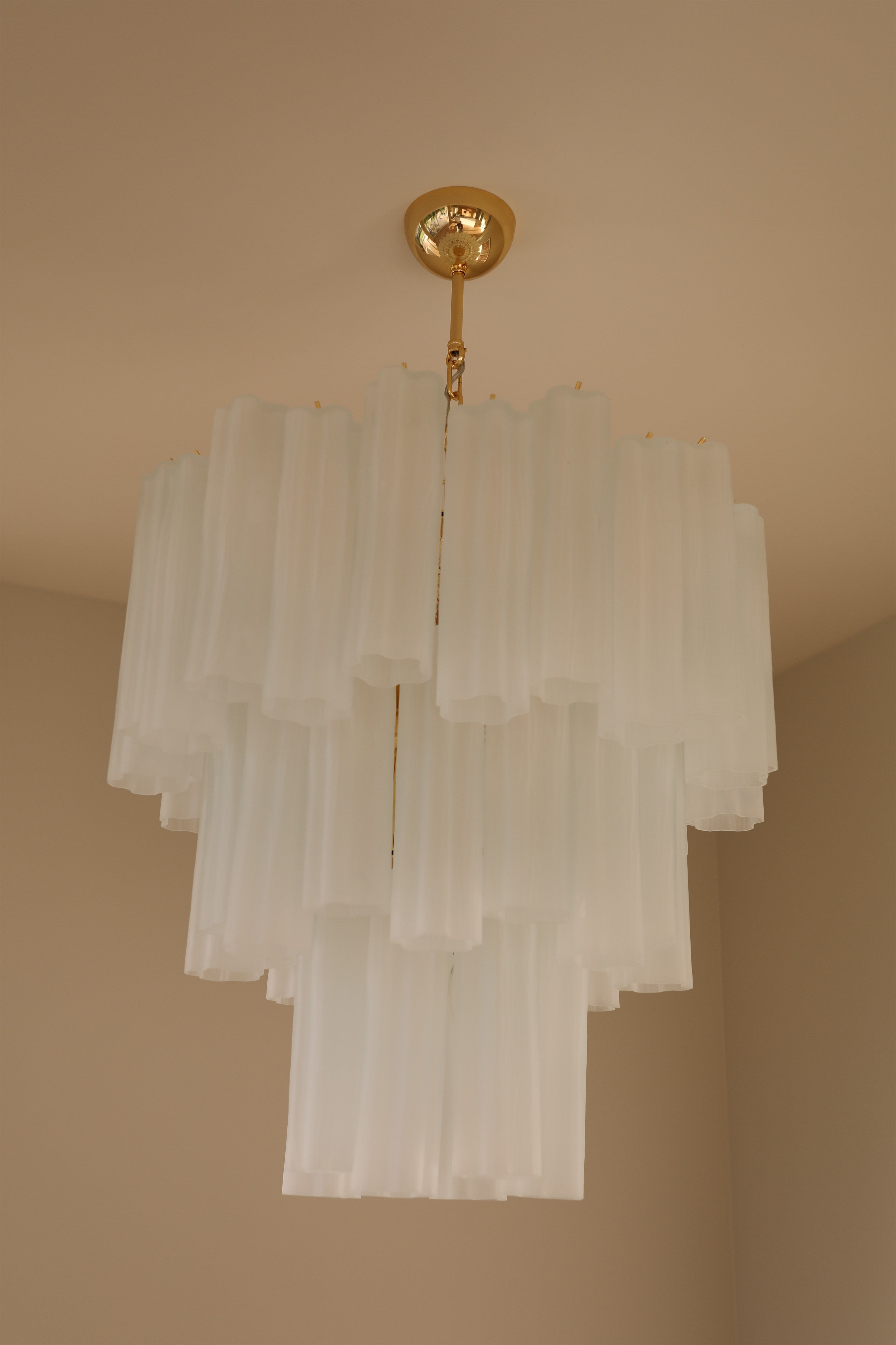 Murano Lysekrone | 48 Matt hvite Glassrør
