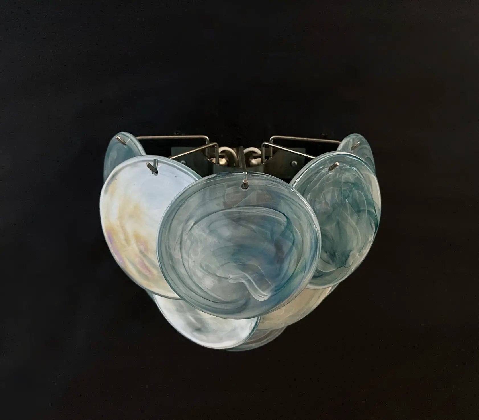 Murano Vegglampe – 10 Alabaster Blå Diskglass – 2 stk – detalj 6 – Murano Classics