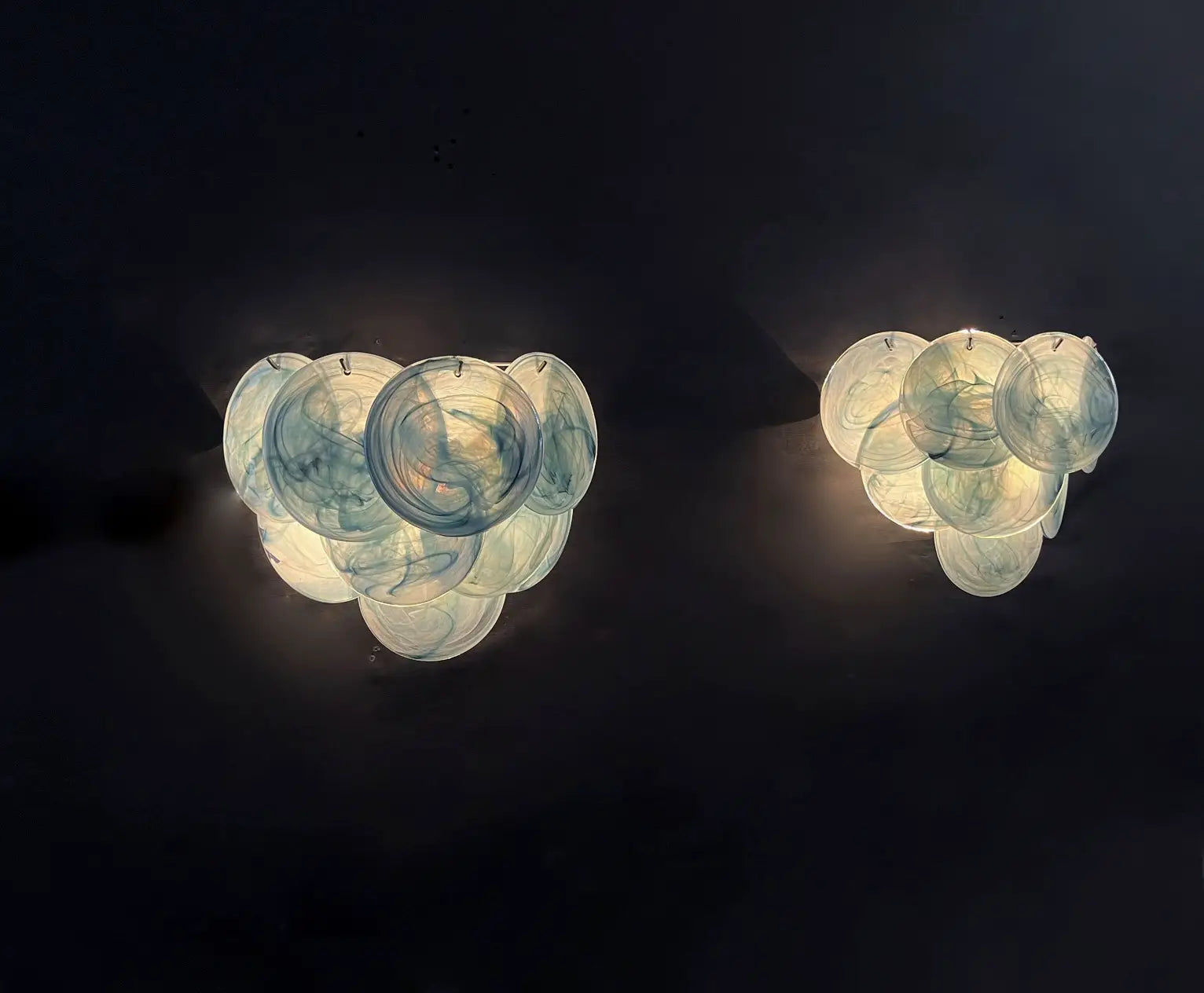 Murano Vegglampe – 10 Alabaster Blå Diskglass – 2 stk – detalj 4 – Murano Classics
