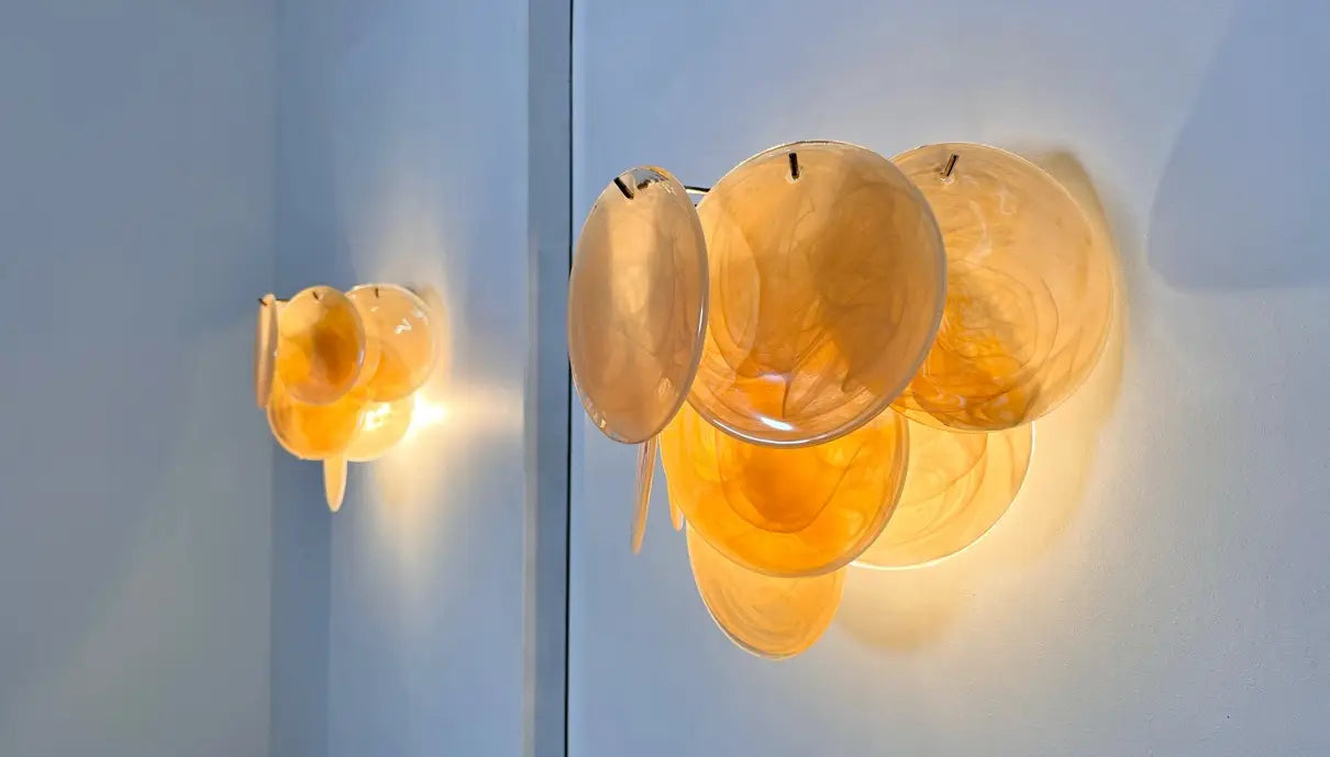 Murano Vegglampe – 10 Alabaster Gull Diskglass – 2 stk – detalj 7 – Murano Classics